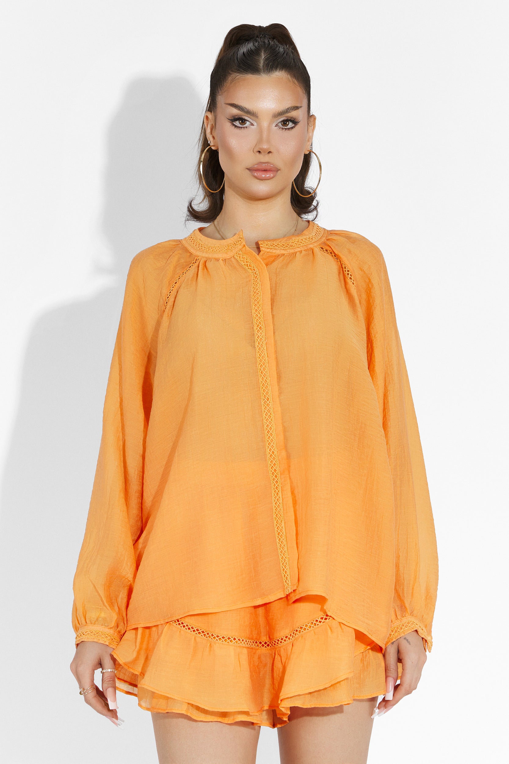 Vernicy Bogas Orange Trouser Skirt Set