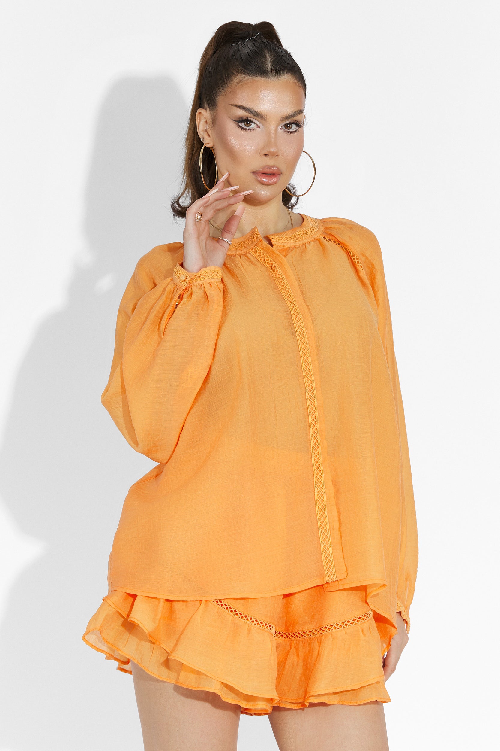 Vernicy Bogas Orange Trouser Skirt Set