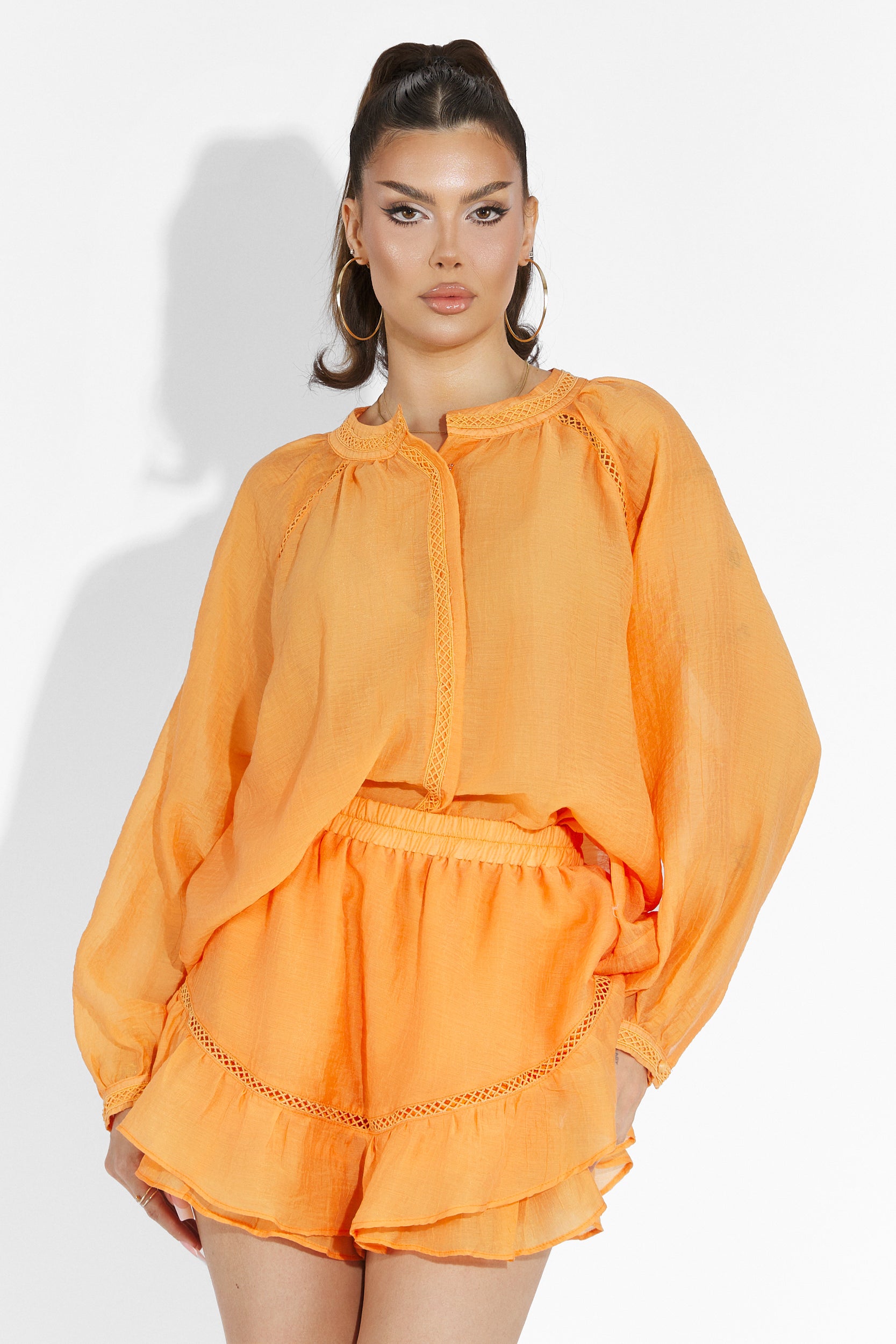Vernicy Bogas Orange Trouser Skirt Set