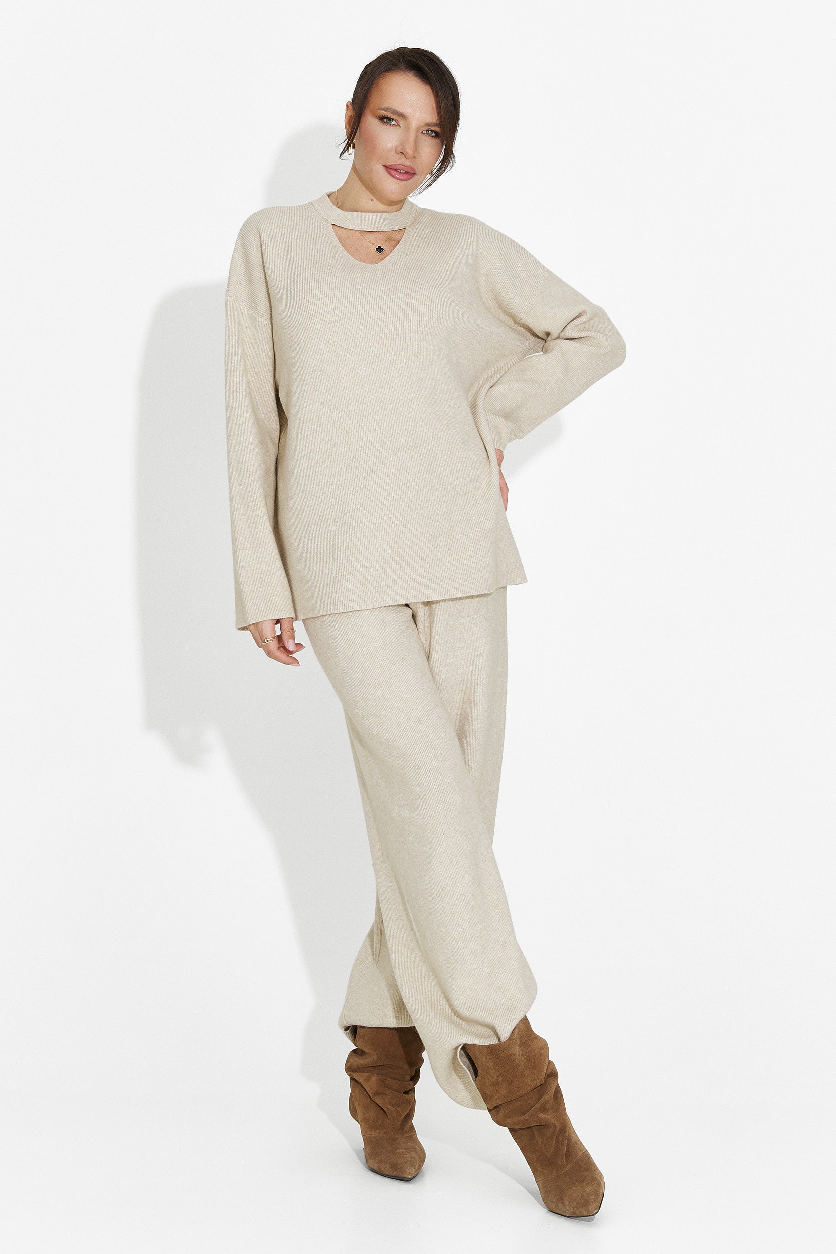 Beige Pants Set Kania Bogas