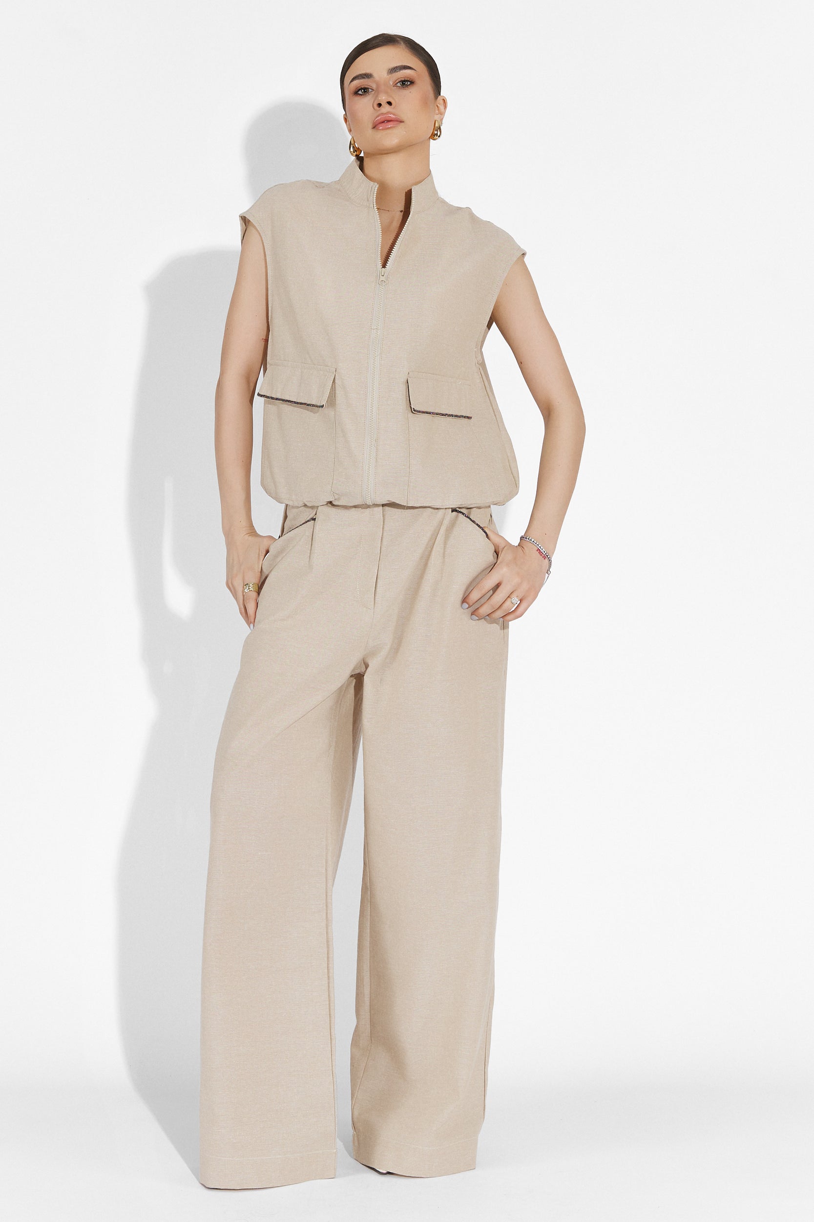 Onulko Bogas Beige Pants Suit