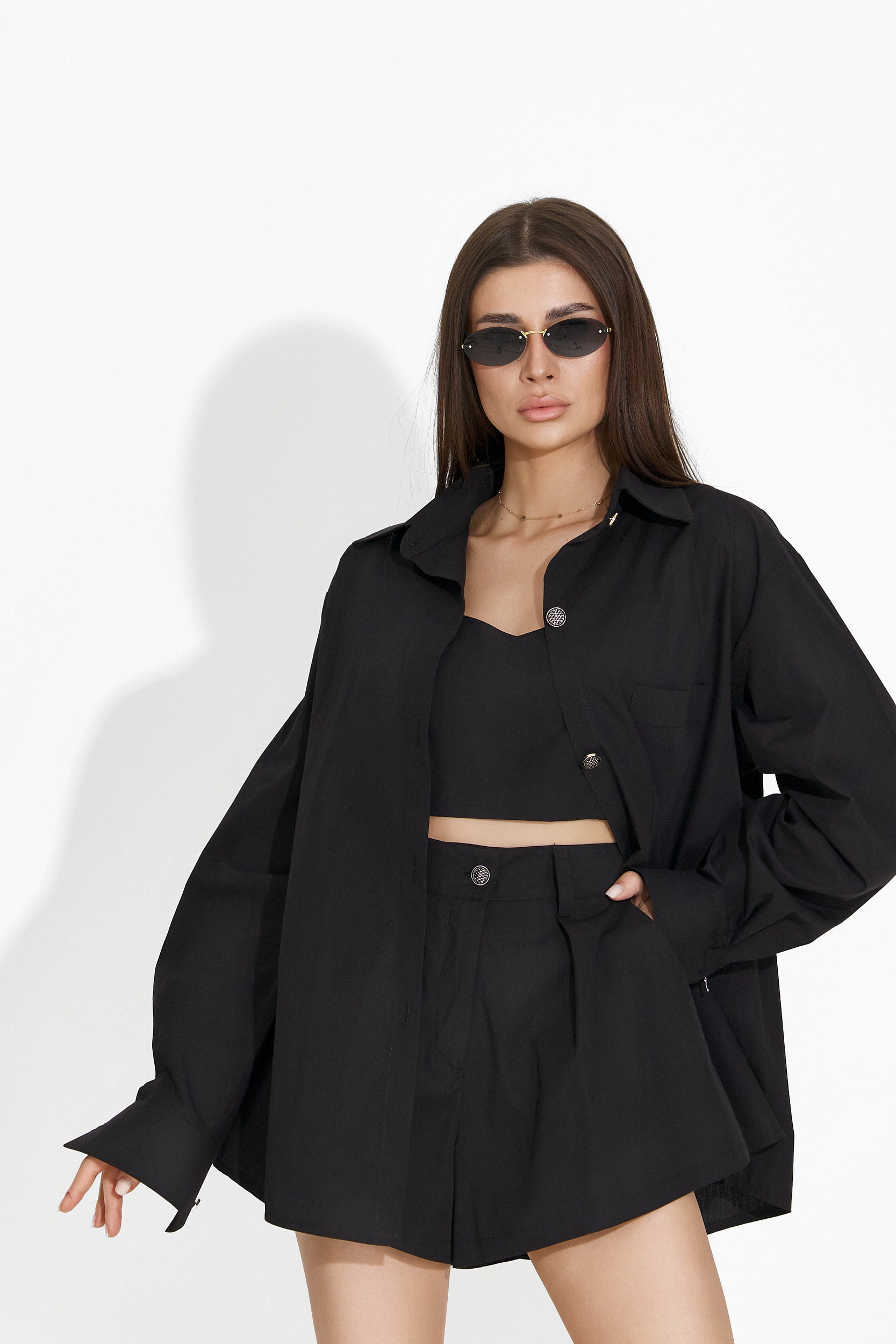 Compleu cu pantaloni casual negru Carylsa Bogas