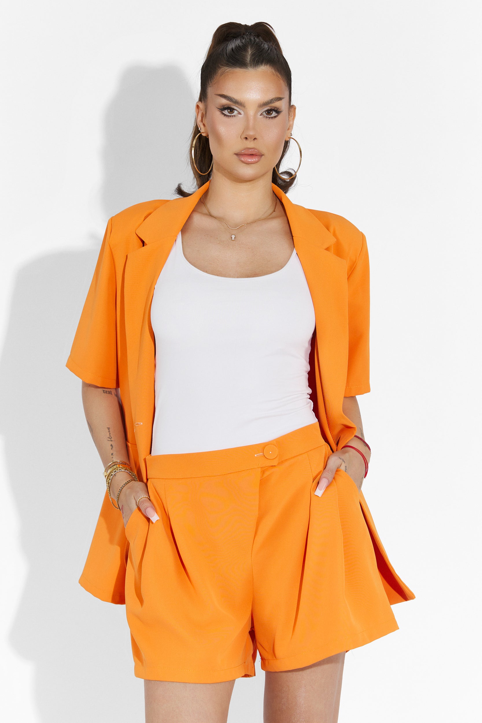 Dazy Bogas Orange Shorts Set