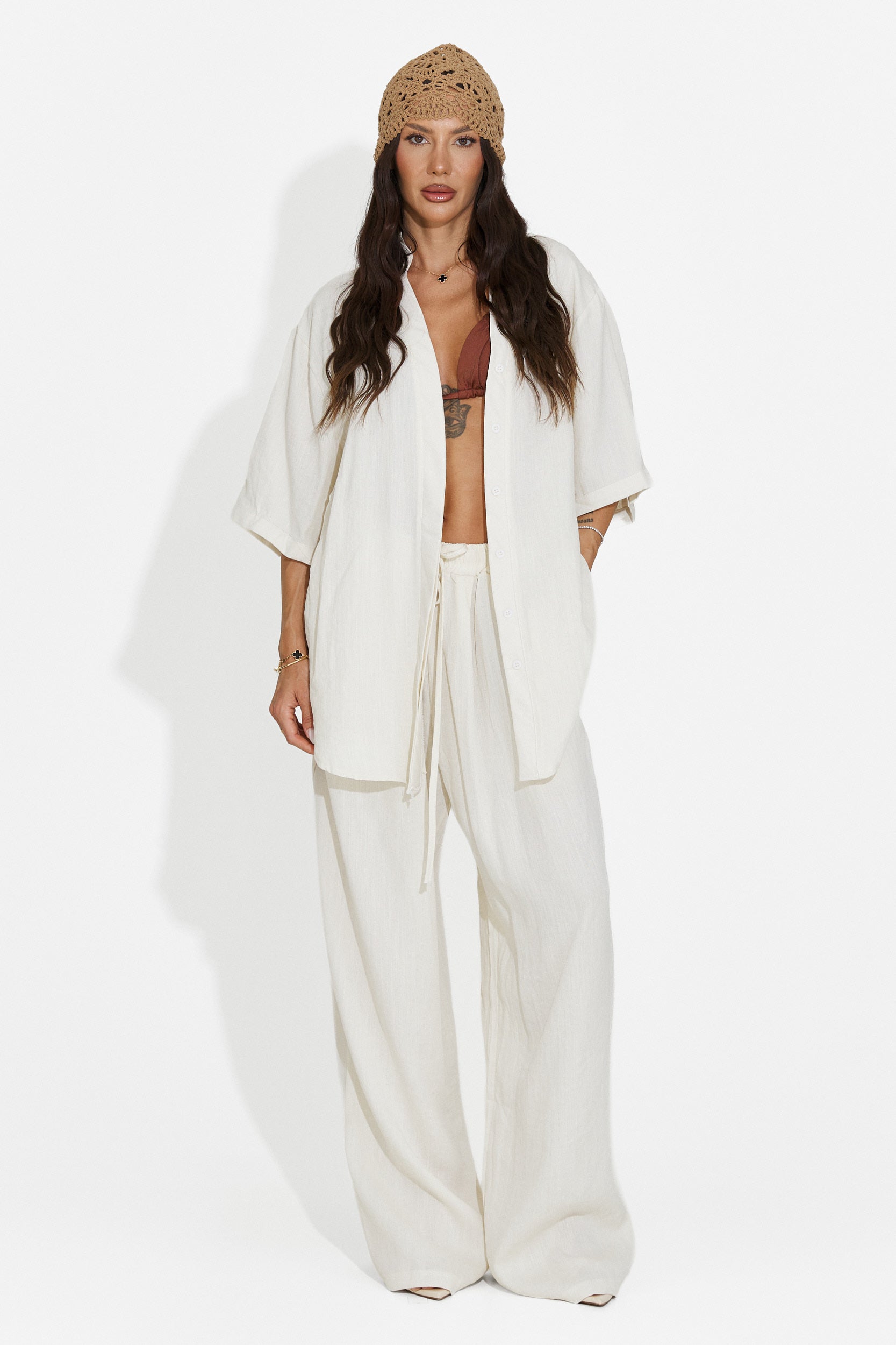 Compleu dama camasa + pantaloni bej Carolia Bogas