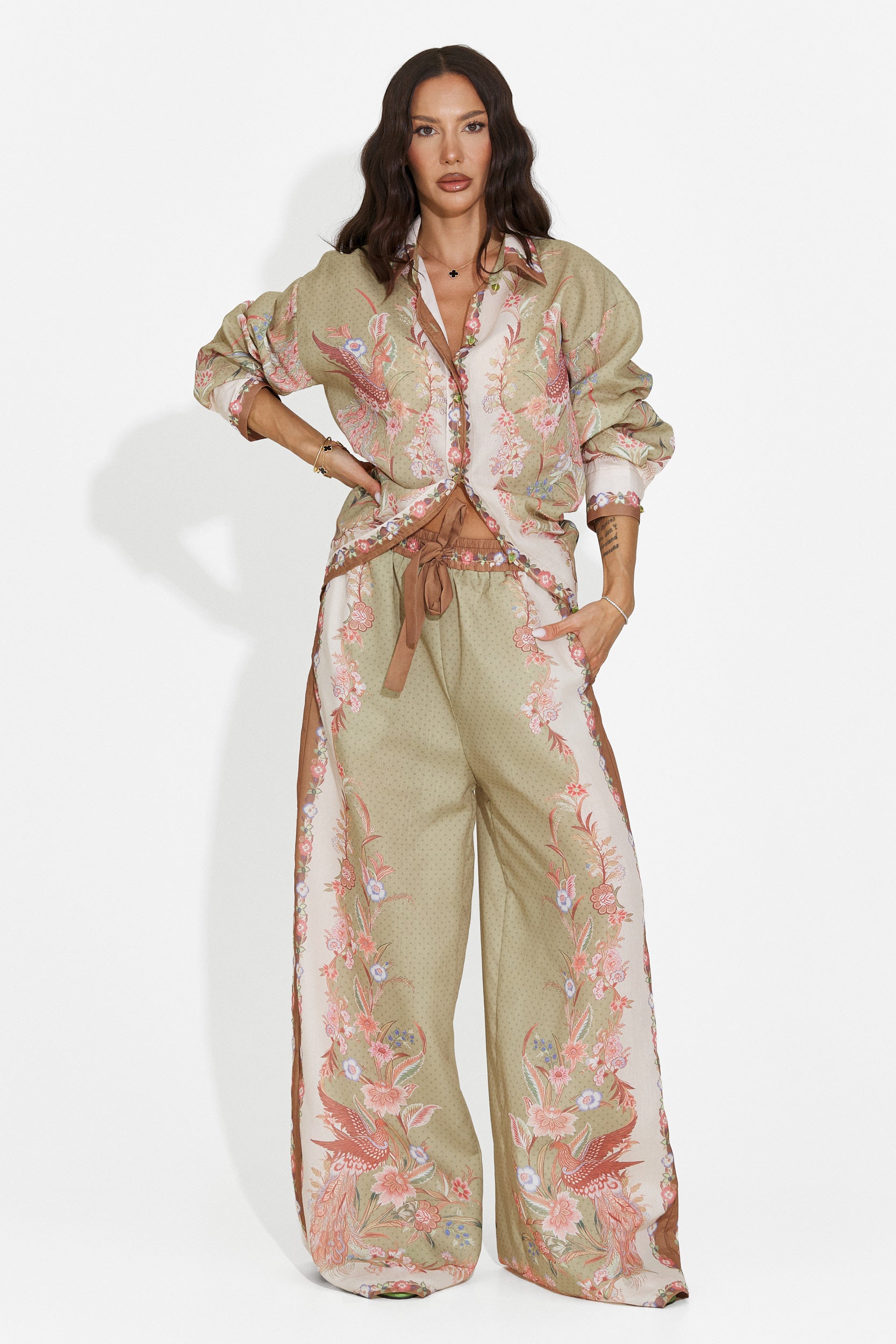 Compleu dama camasa + pantaloni verde Lazyra Bogas