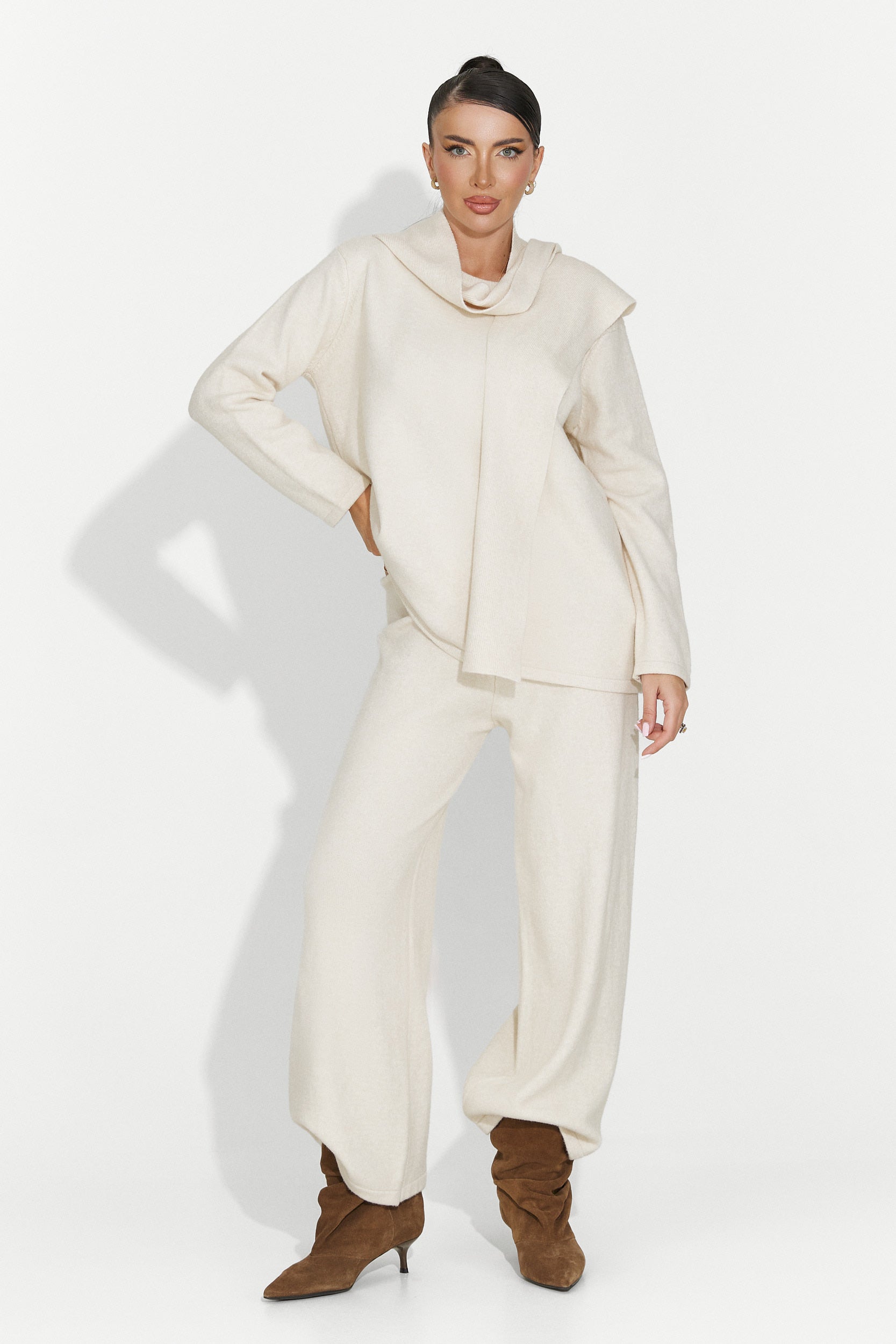 Compleu dama casual bej Vencilie Bogas