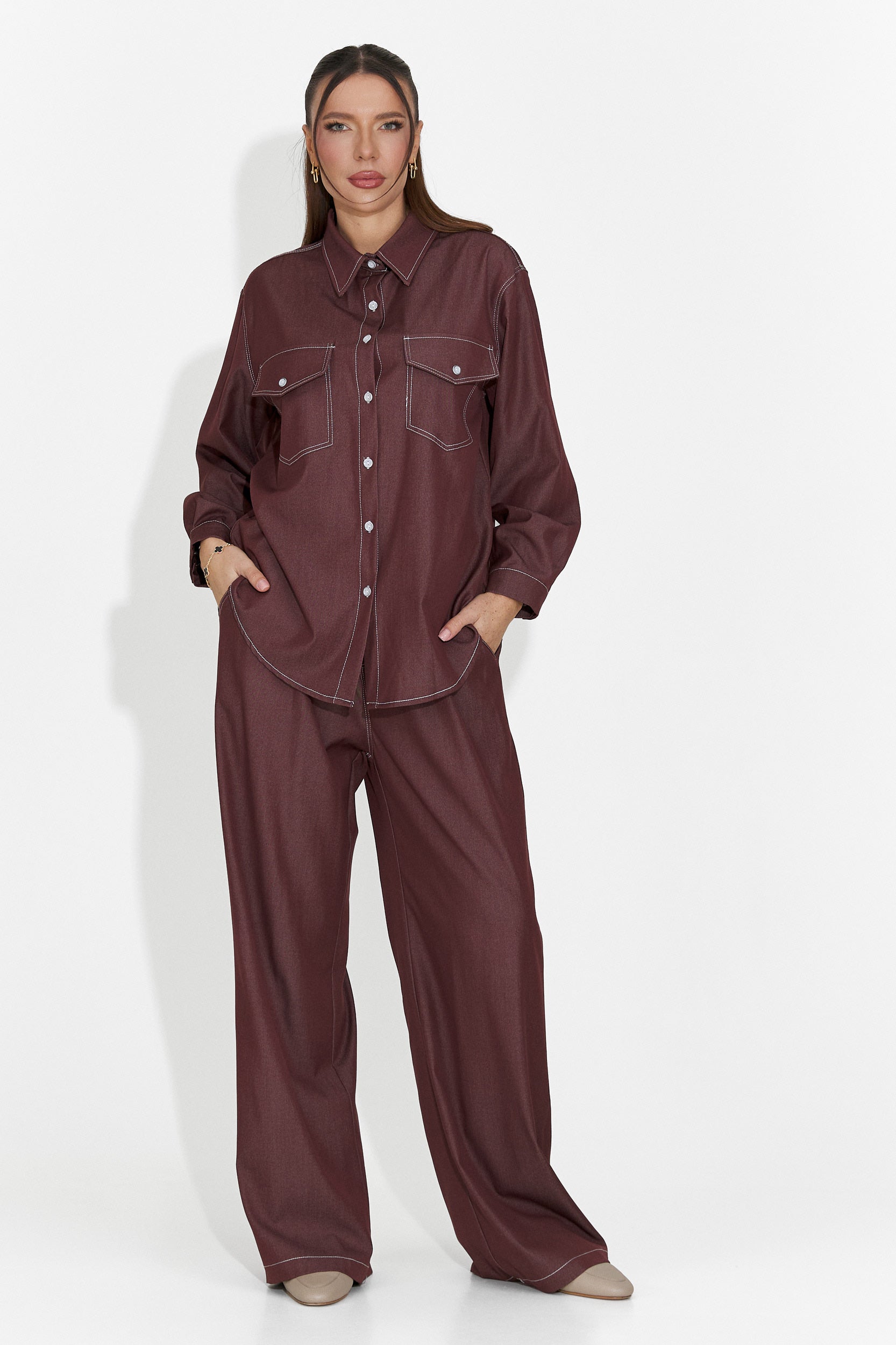 Compleu dama casual burgundy Zunaira Bogas