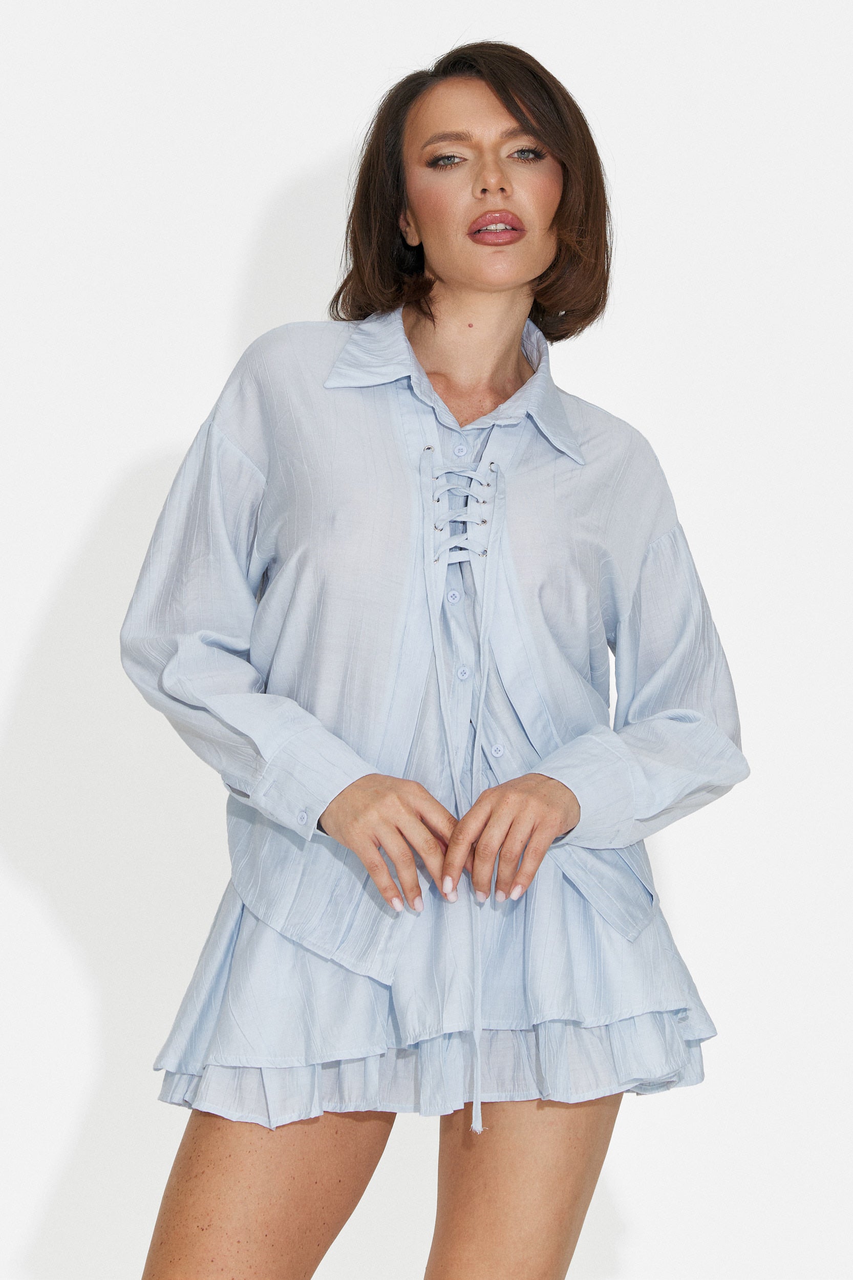 Compleu dama cu fusta pantaloni bleu Setiana Bogas