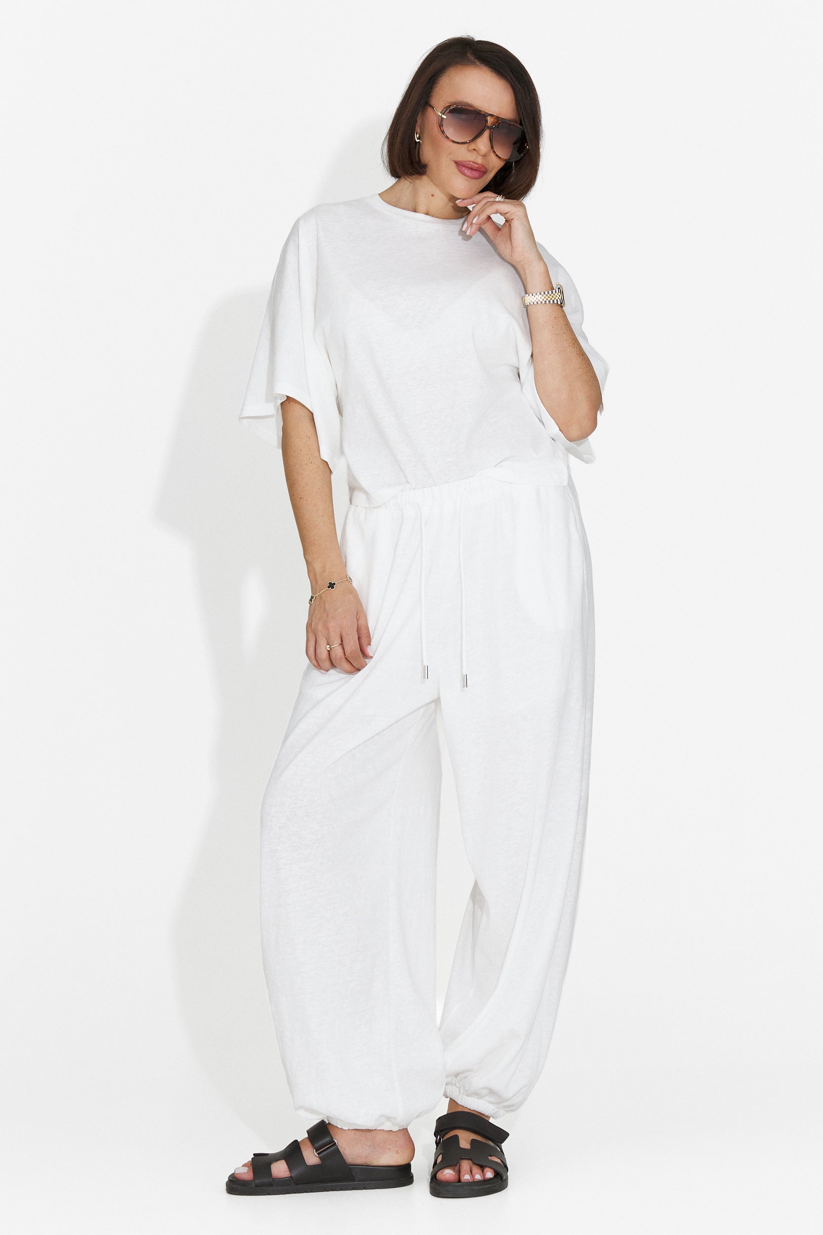 Compleu dama cu pantaloni alb Bedya Bogas