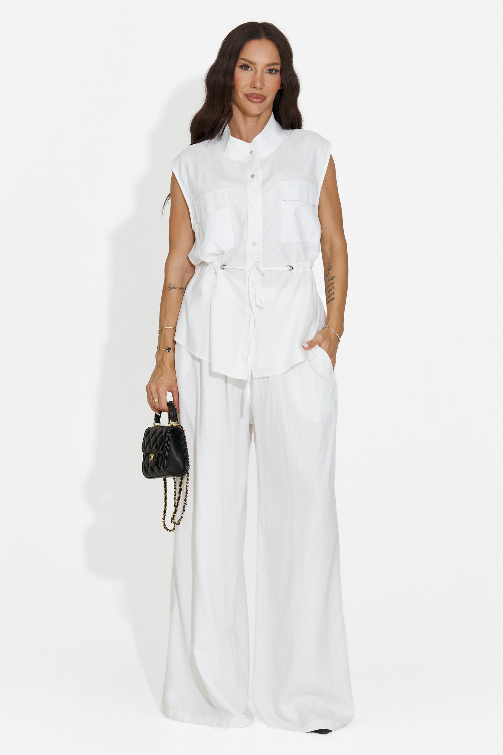Compleu dama cu pantaloni alb Yvaine Bogas