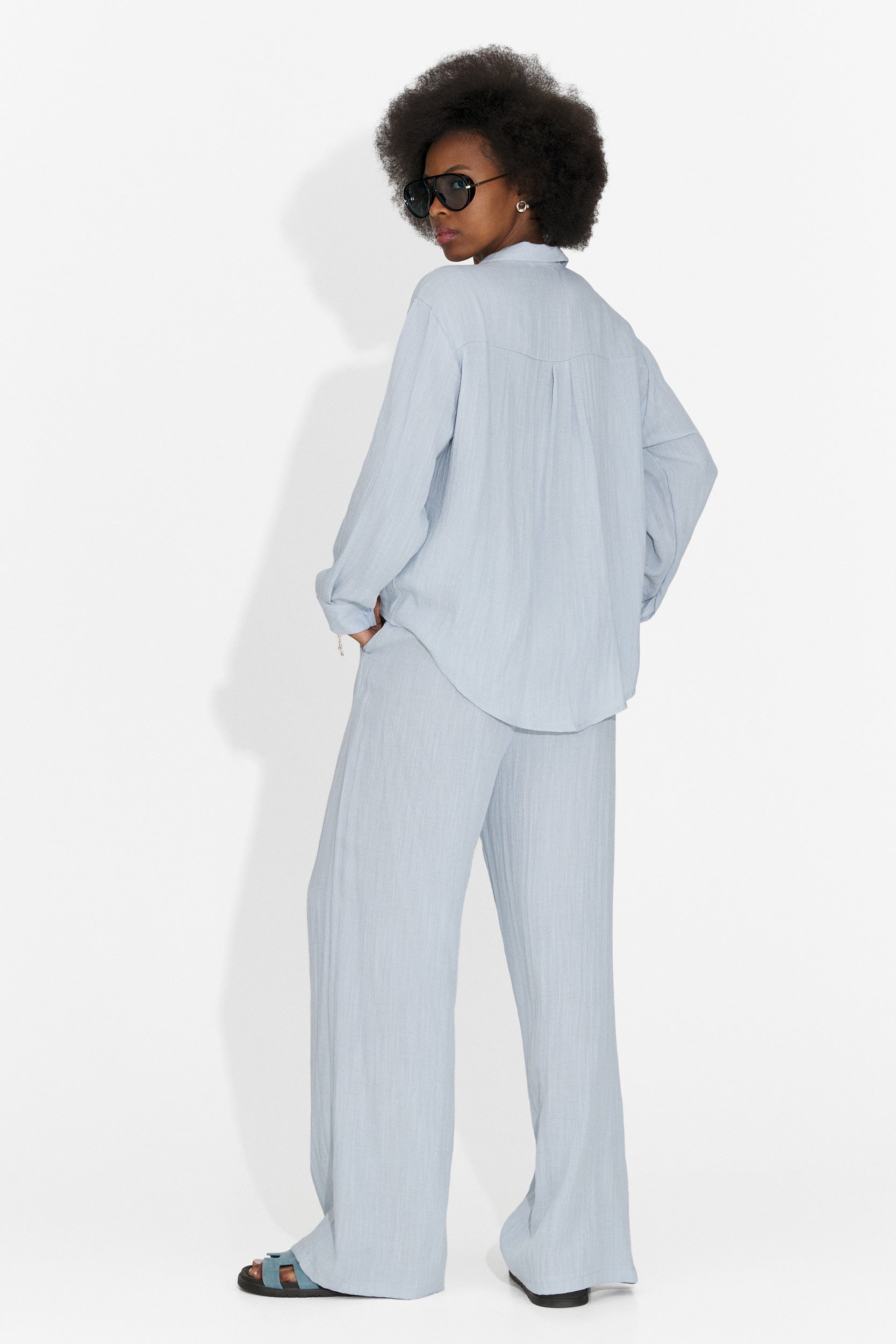 Compleu dama cu pantaloni bleu Aralia Bogas