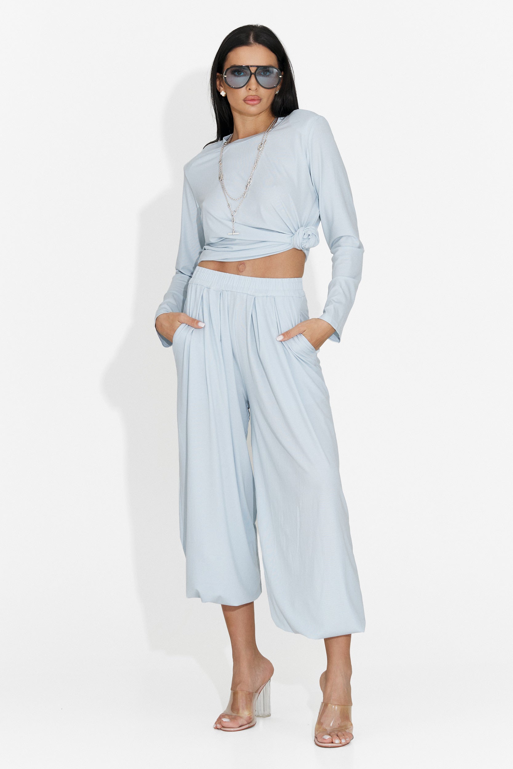Compleu dama cu pantaloni bleu Namay Bogas