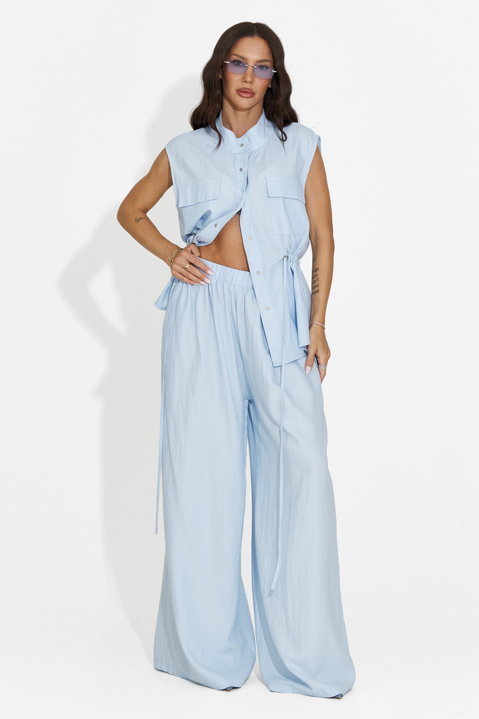 Compleu dama cu pantaloni bleu Yvaine Bogas