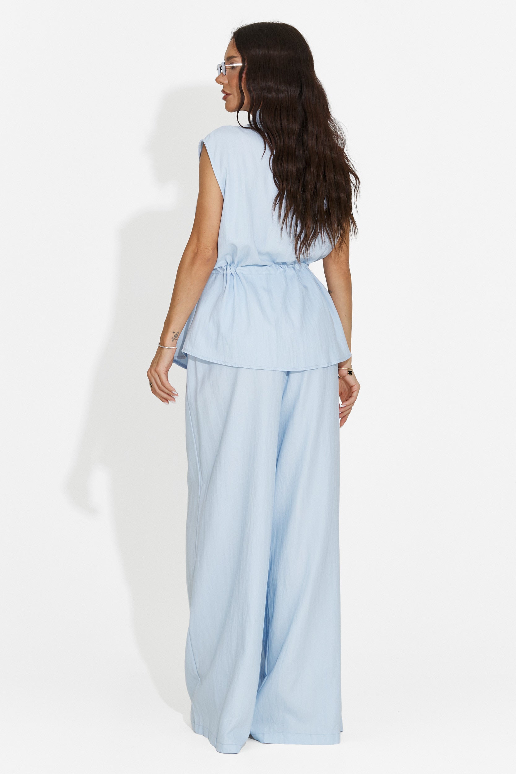 Compleu dama cu pantaloni bleu Yvaine Bogas