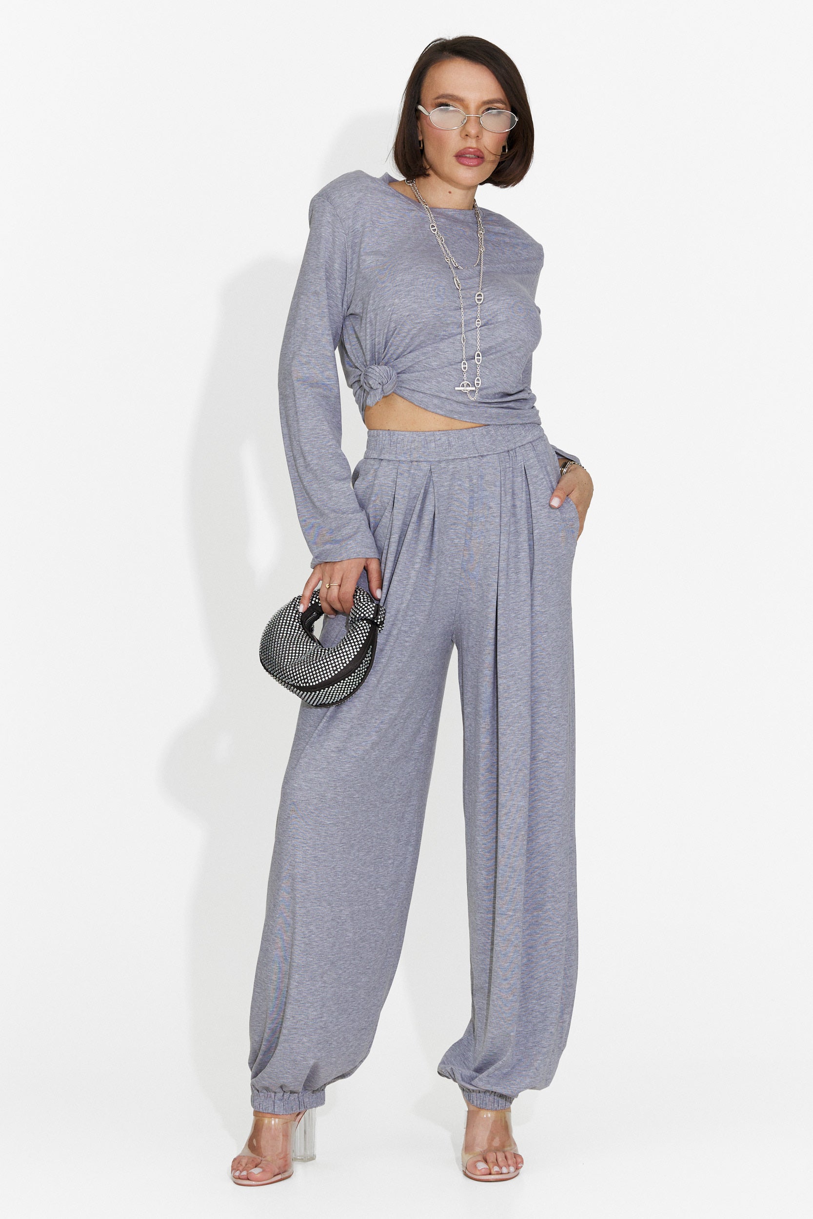 Compleu dama cu pantaloni gri Namay Bogas