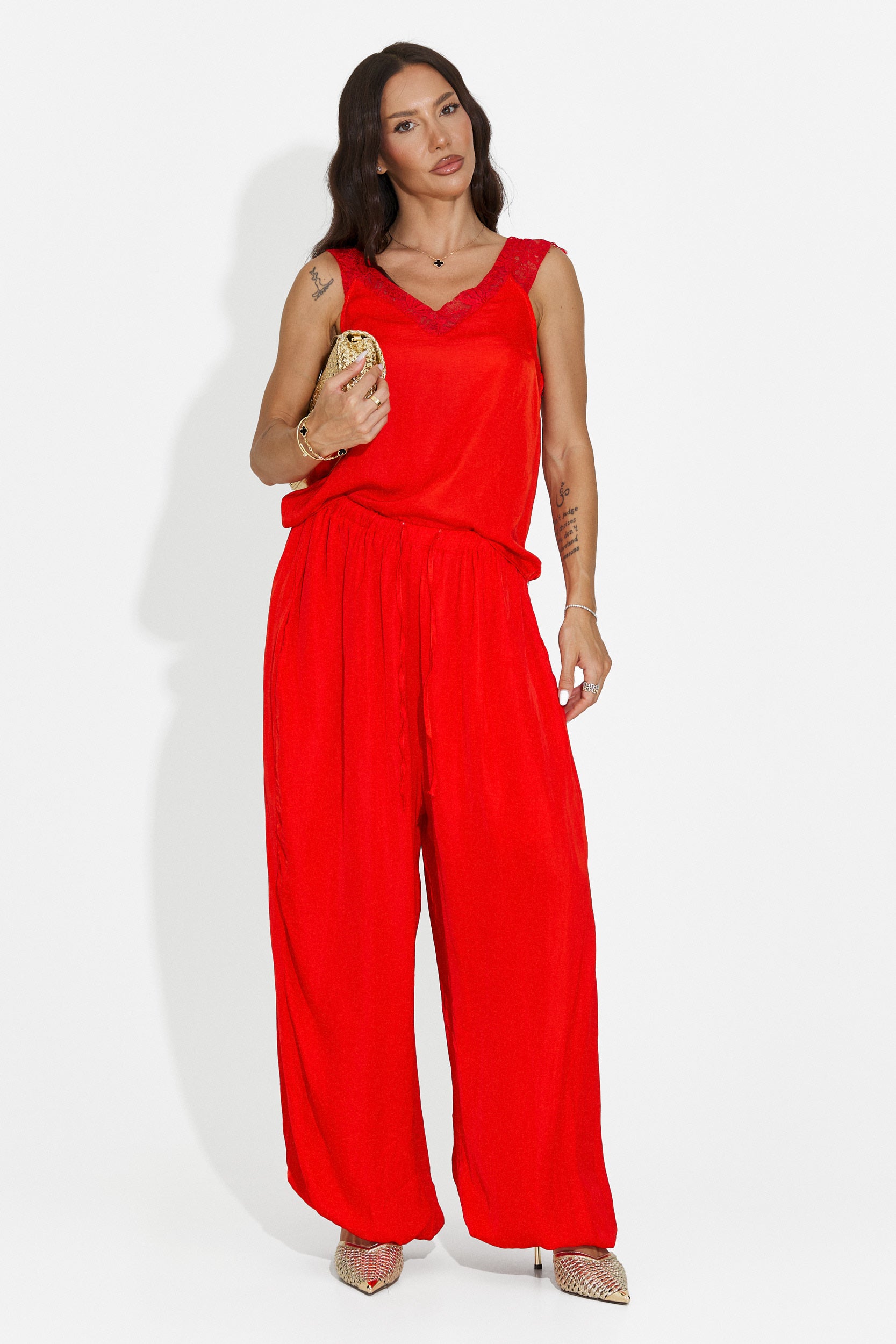 Compleu dama cu pantaloni lungi rosu Anaelia Bogas