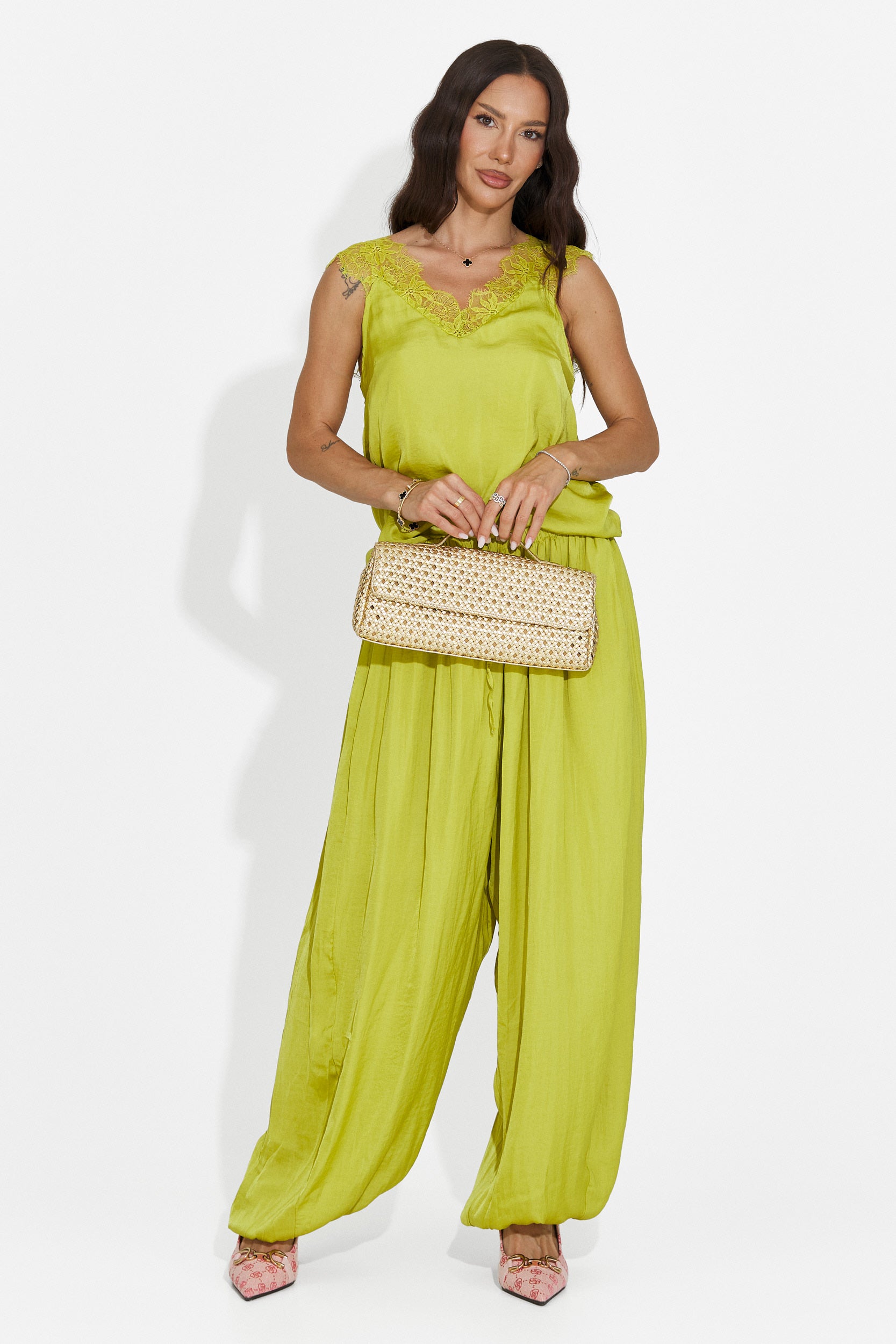 Compleu dama cu pantaloni lungi verde Anaelia Bogas