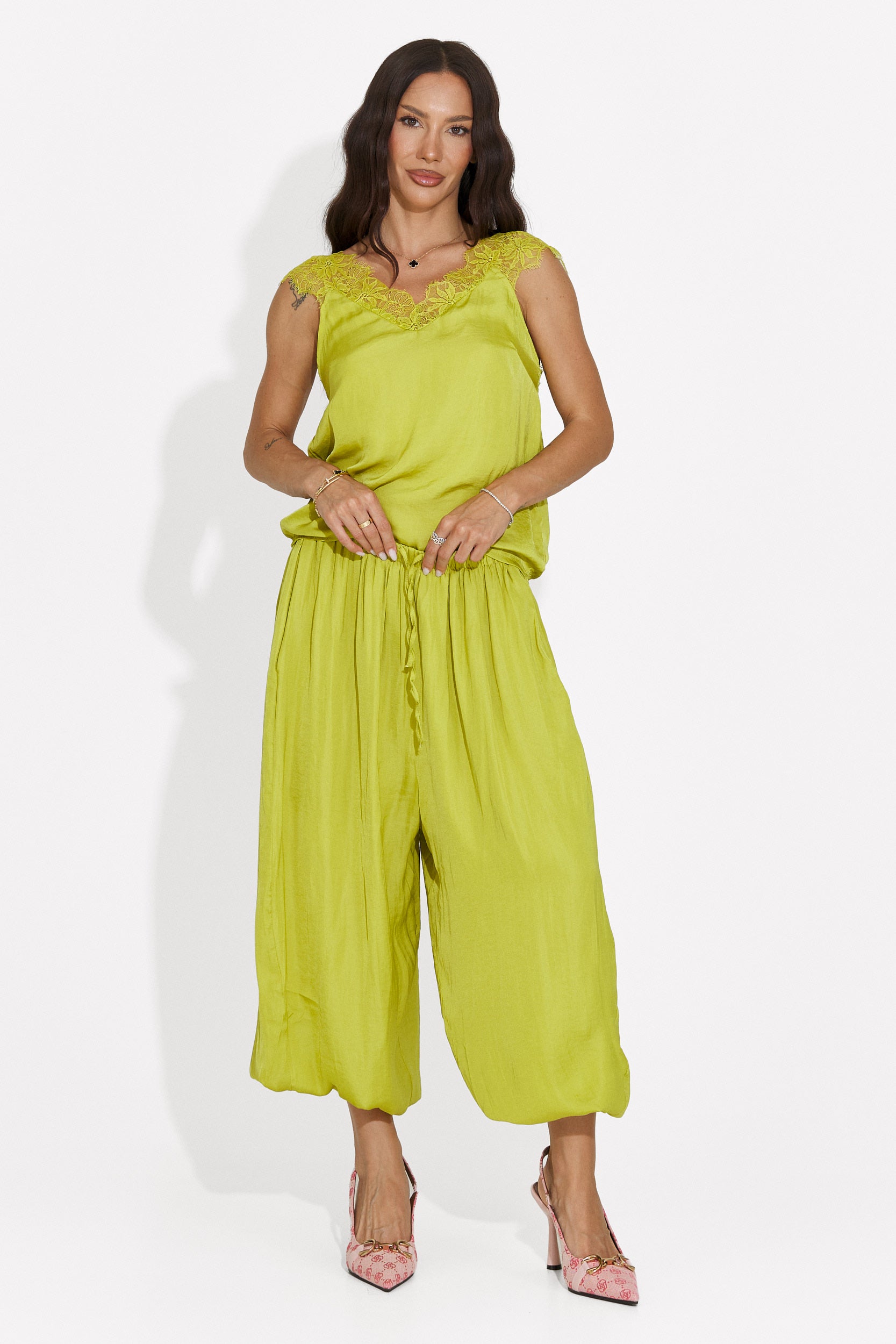 Compleu dama cu pantaloni lungi verde Anaelia Bogas