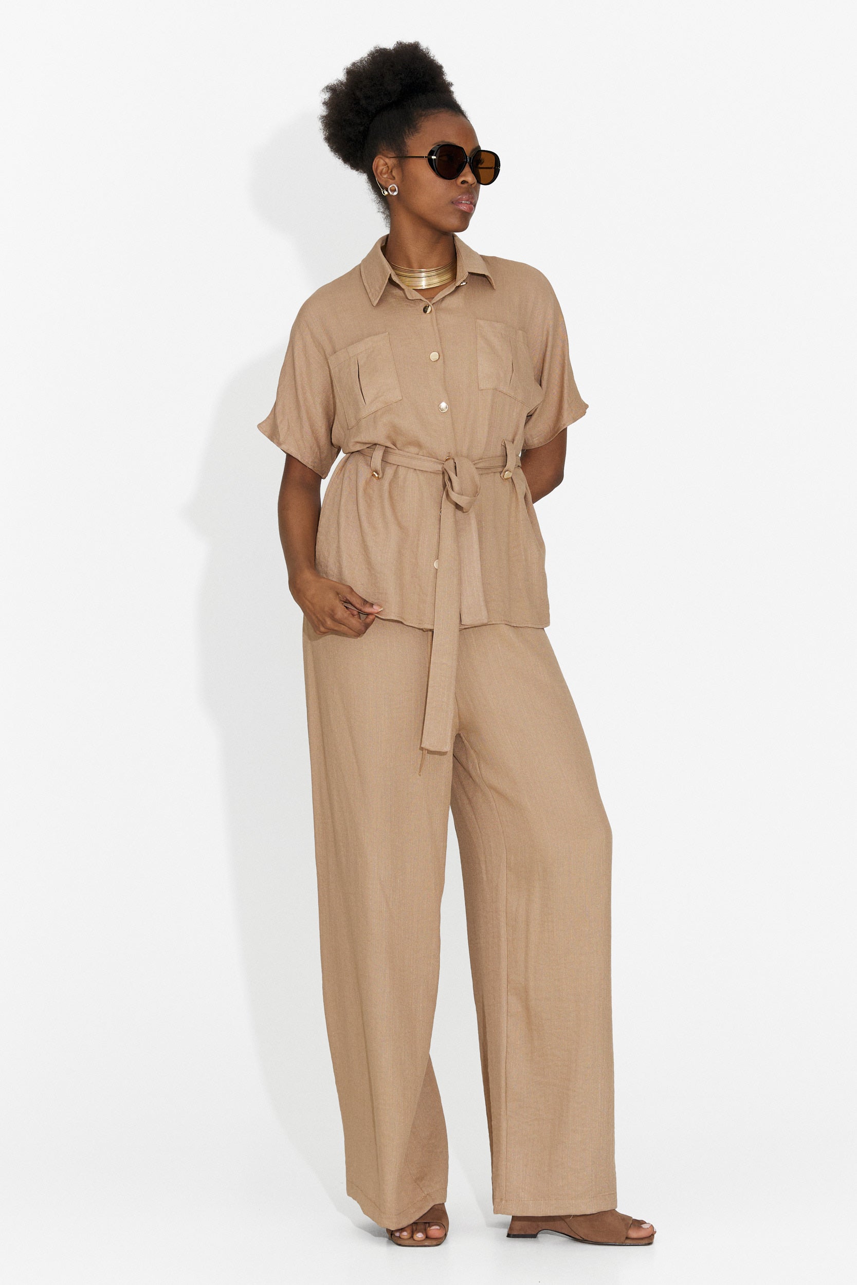 Compleu dama cu pantaloni maro Sendy Bogas