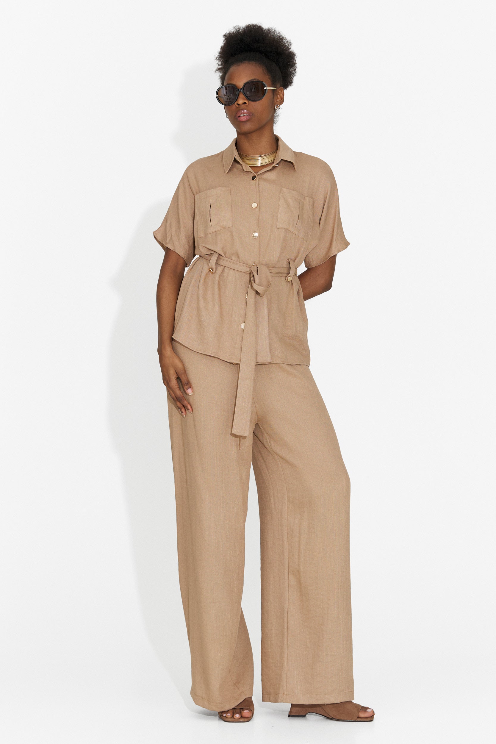 Compleu dama cu pantaloni maro Sendy Bogas
