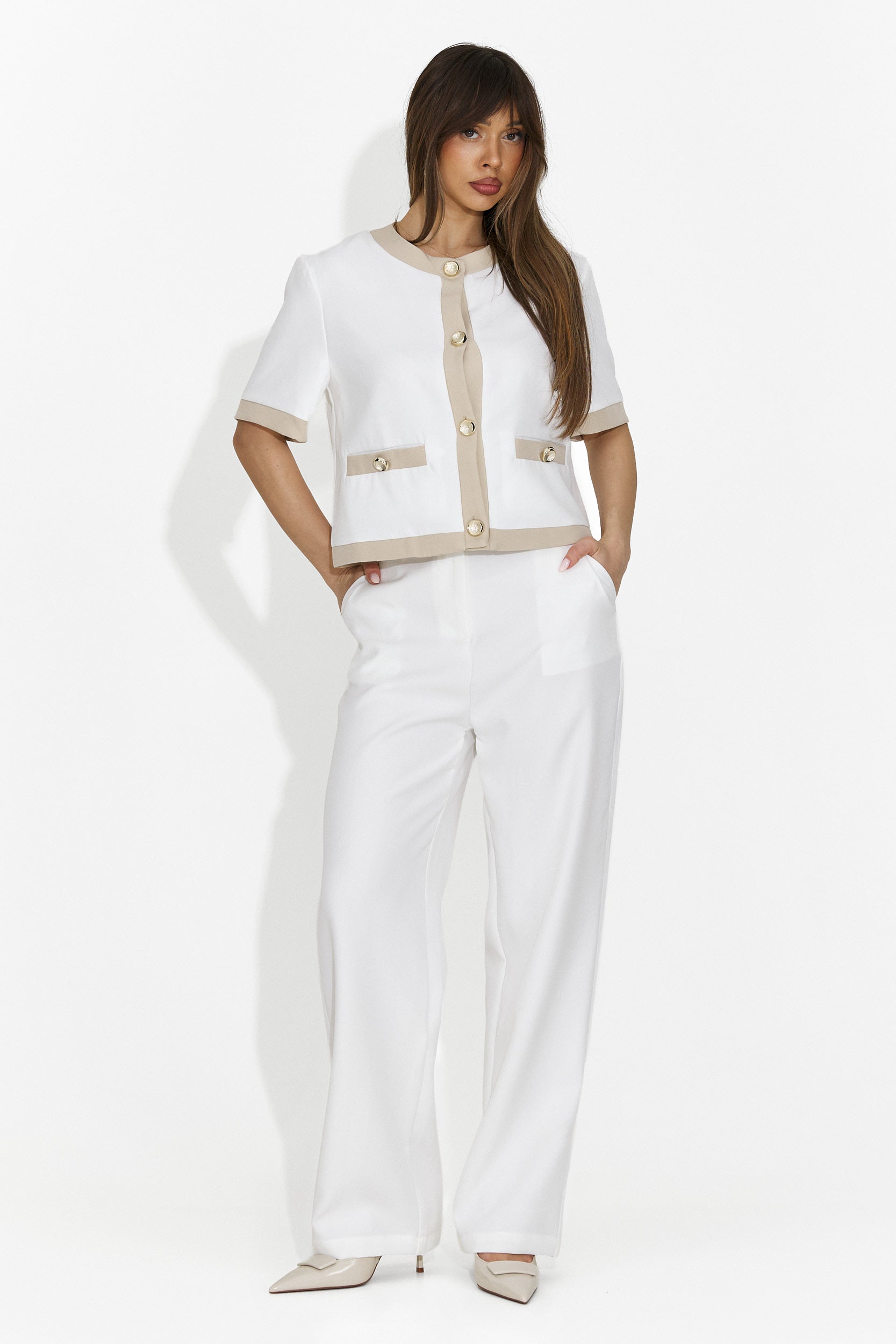 Compleu dama elegant alb Alecsia Bogas