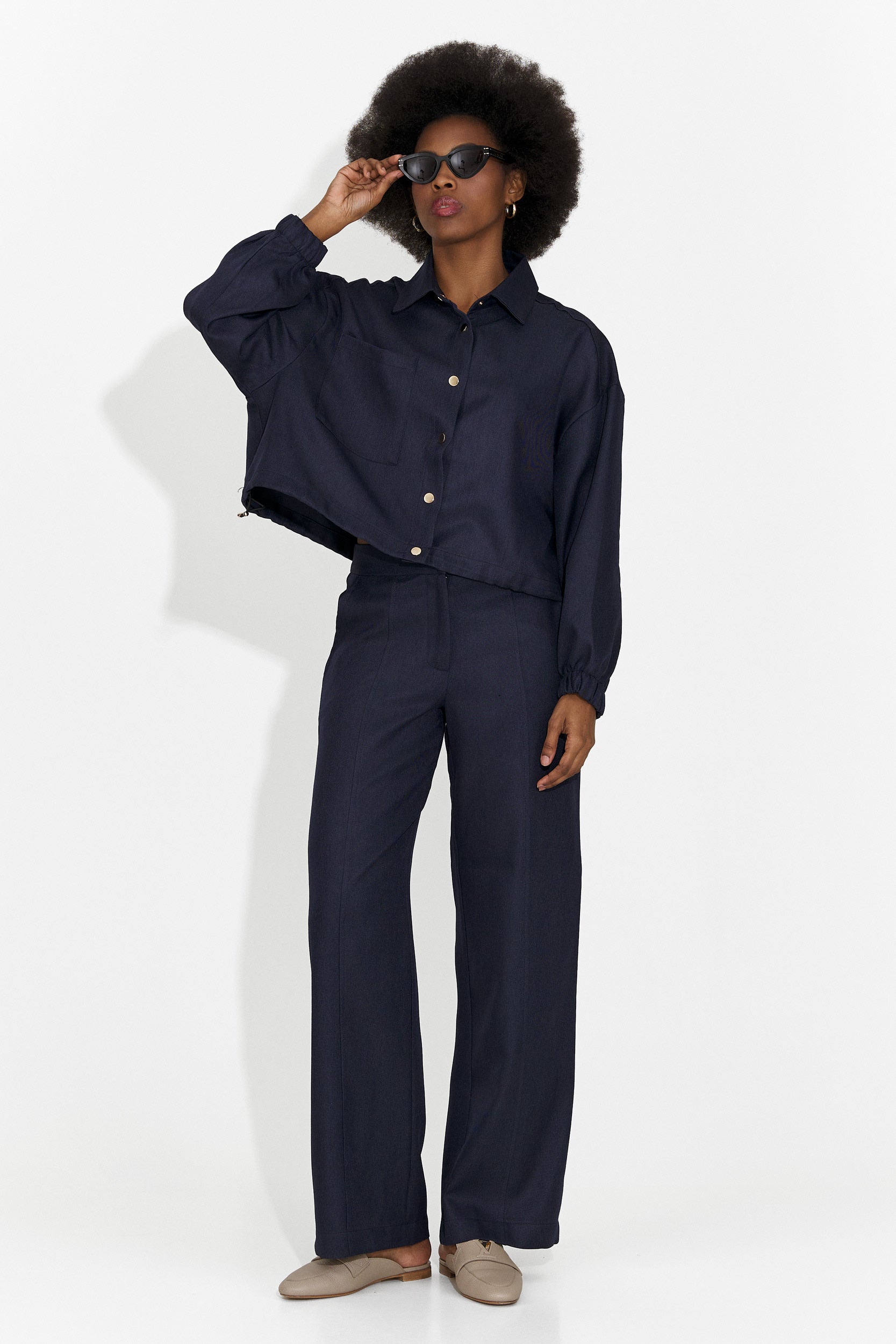 Compleu dama elegant bleumarin Densia Bogas