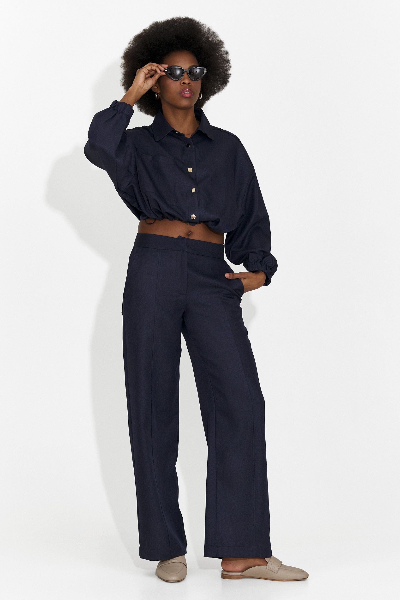 Compleu dama elegant bleumarin Densia Bogas