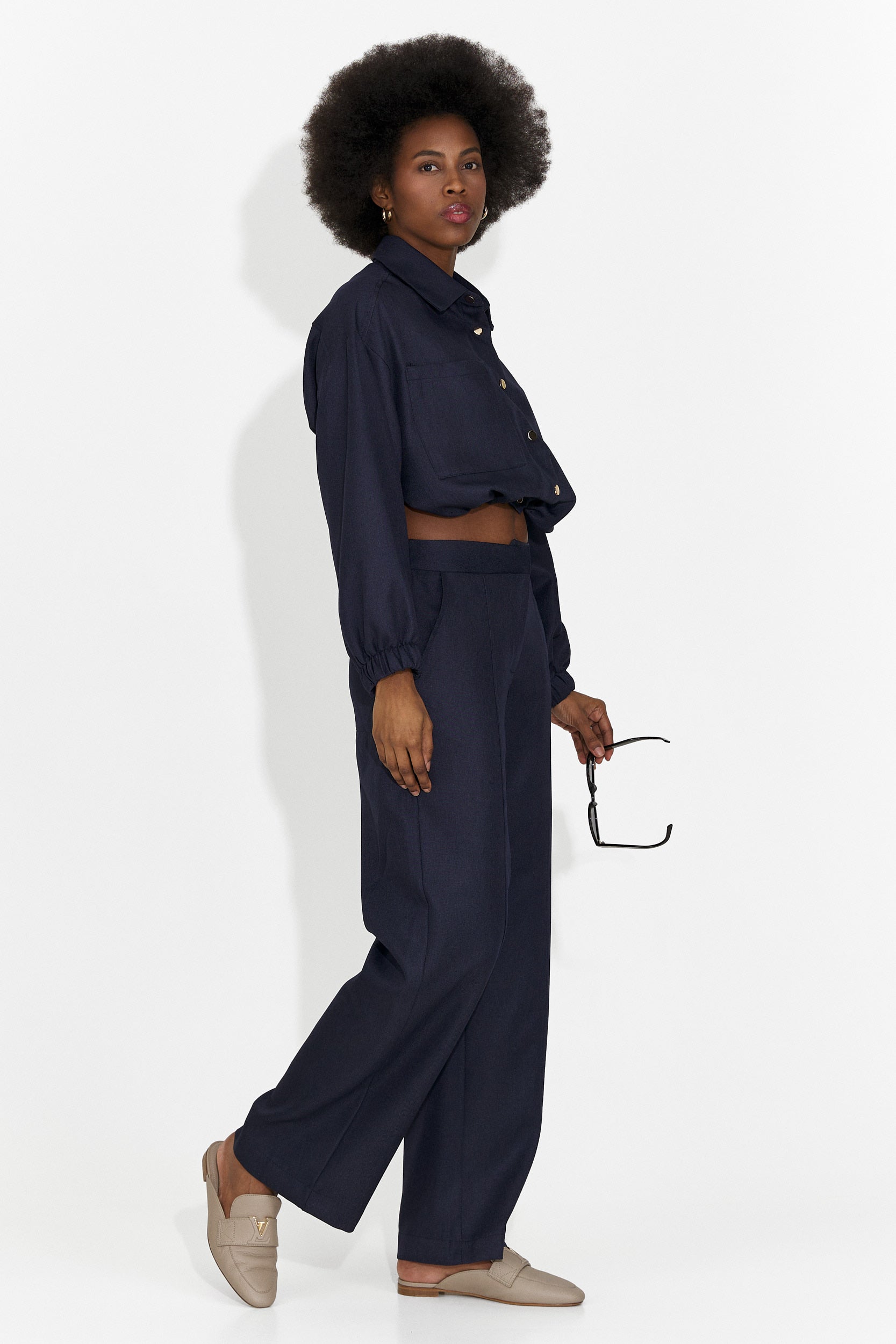 Compleu dama elegant bleumarin Densia Bogas