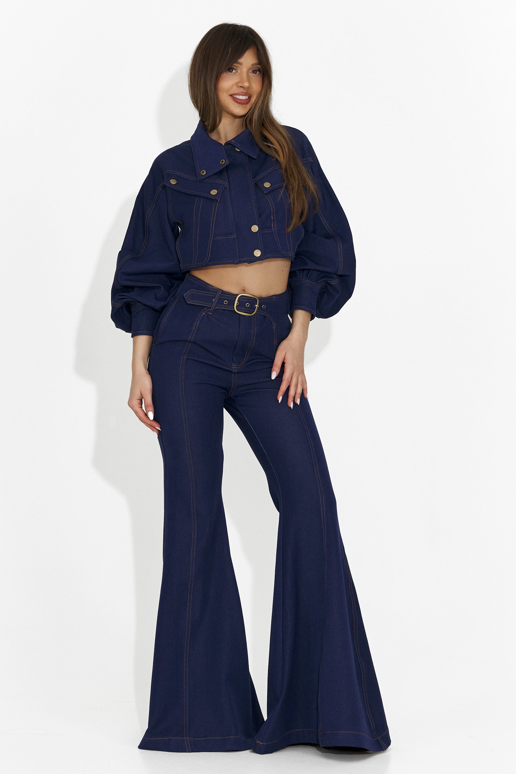 Compleu dama pantaloni + jacheta albastru Kimala Bogas