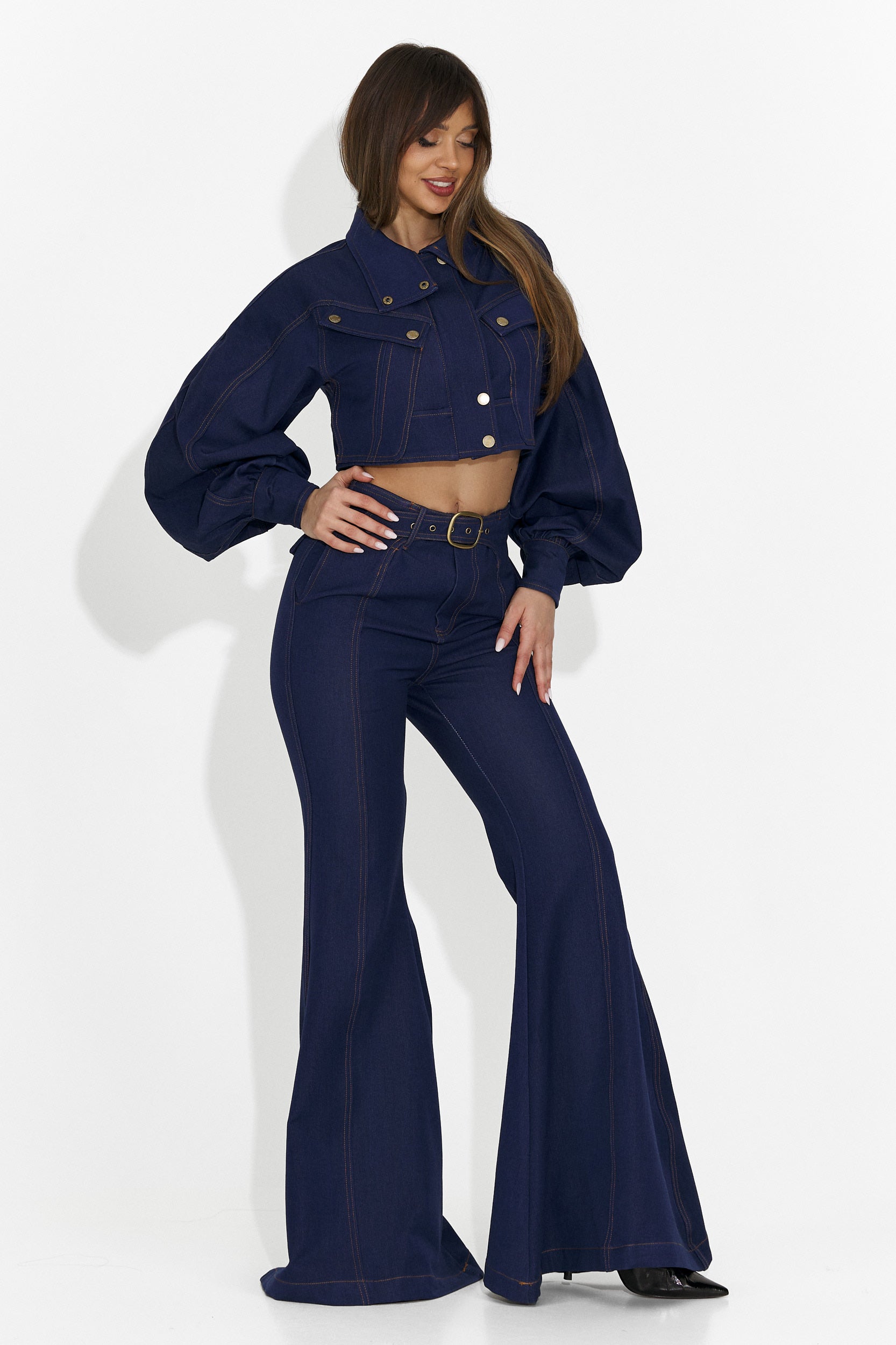 Compleu dama pantaloni + jacheta albastru Kimala Bogas