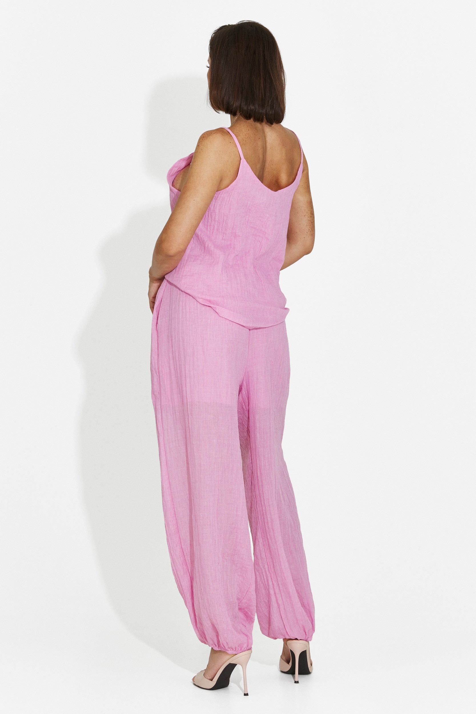 Compleu dama pantaloni + maiou + camasa roz Dariele Bogas