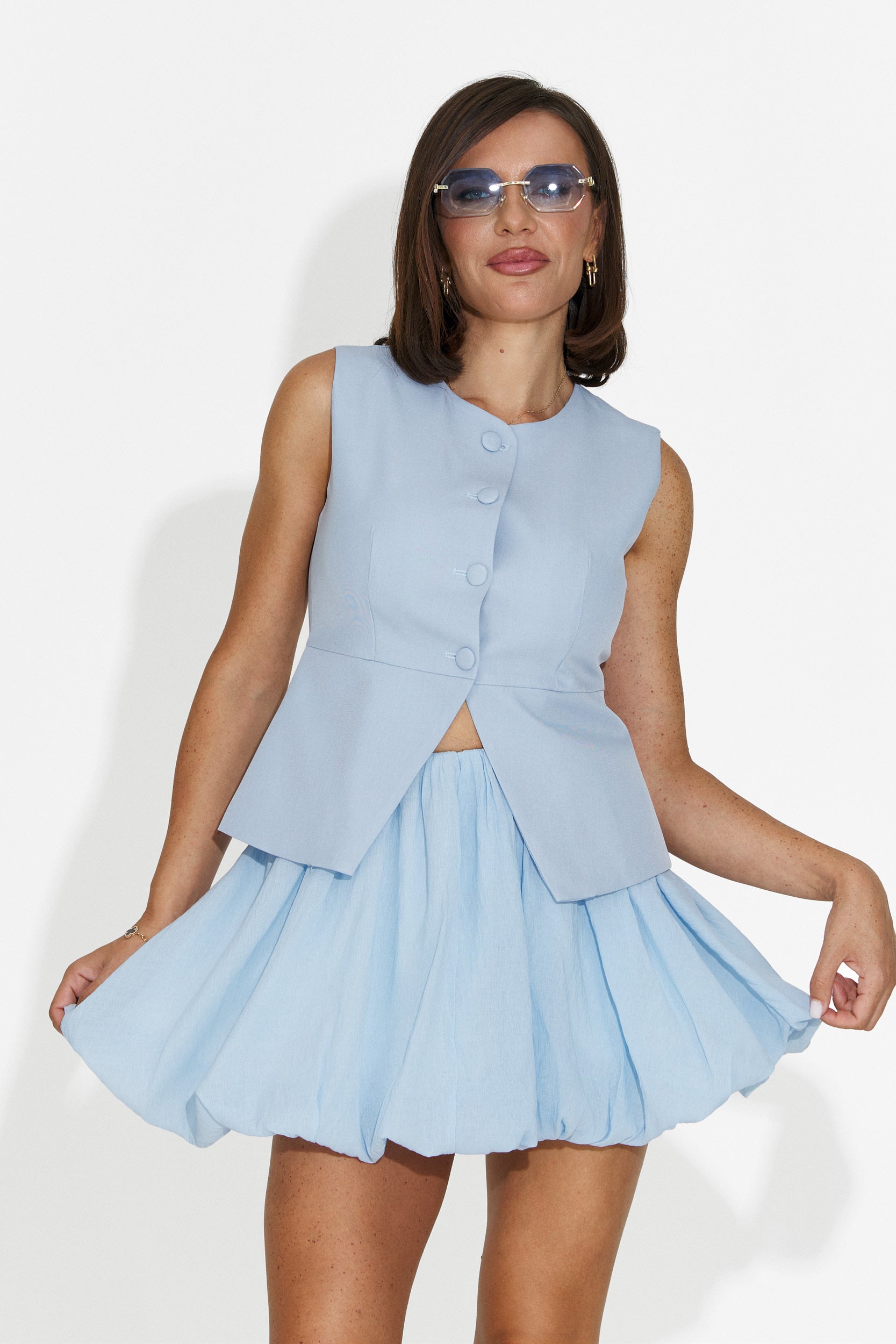 Compleu dama vesta + pantaloni bleu Margareta Bogas