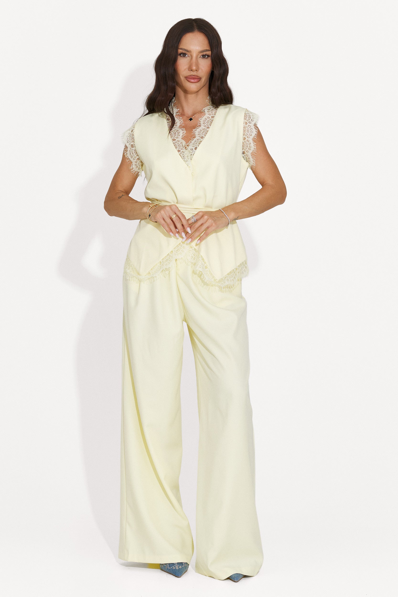 Compleu dama vesta + pantaloni galben Felania Bogas