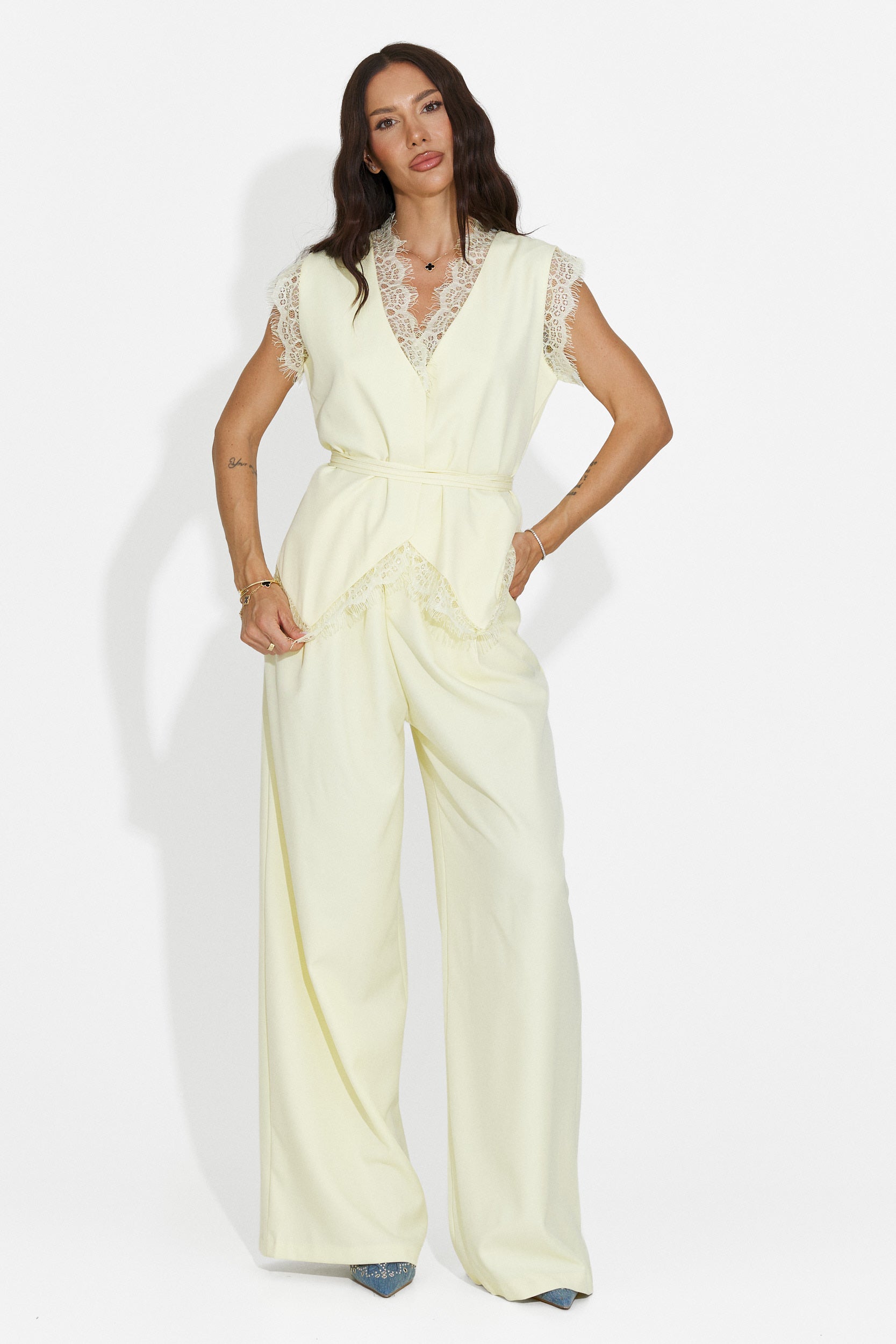 Compleu dama vesta + pantaloni galben Felania Bogas