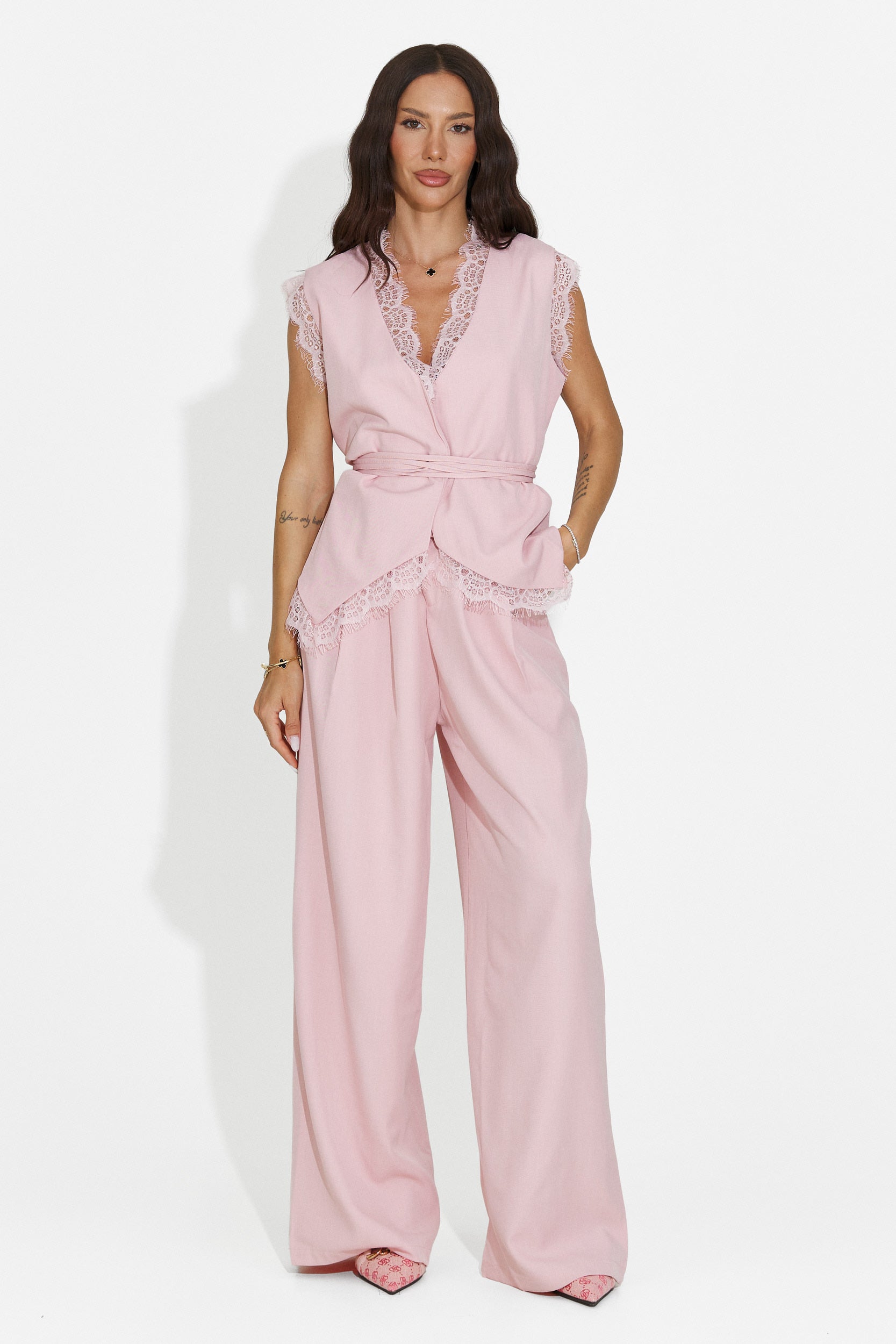 Compleu dama vesta + pantaloni roz Felania Bogas