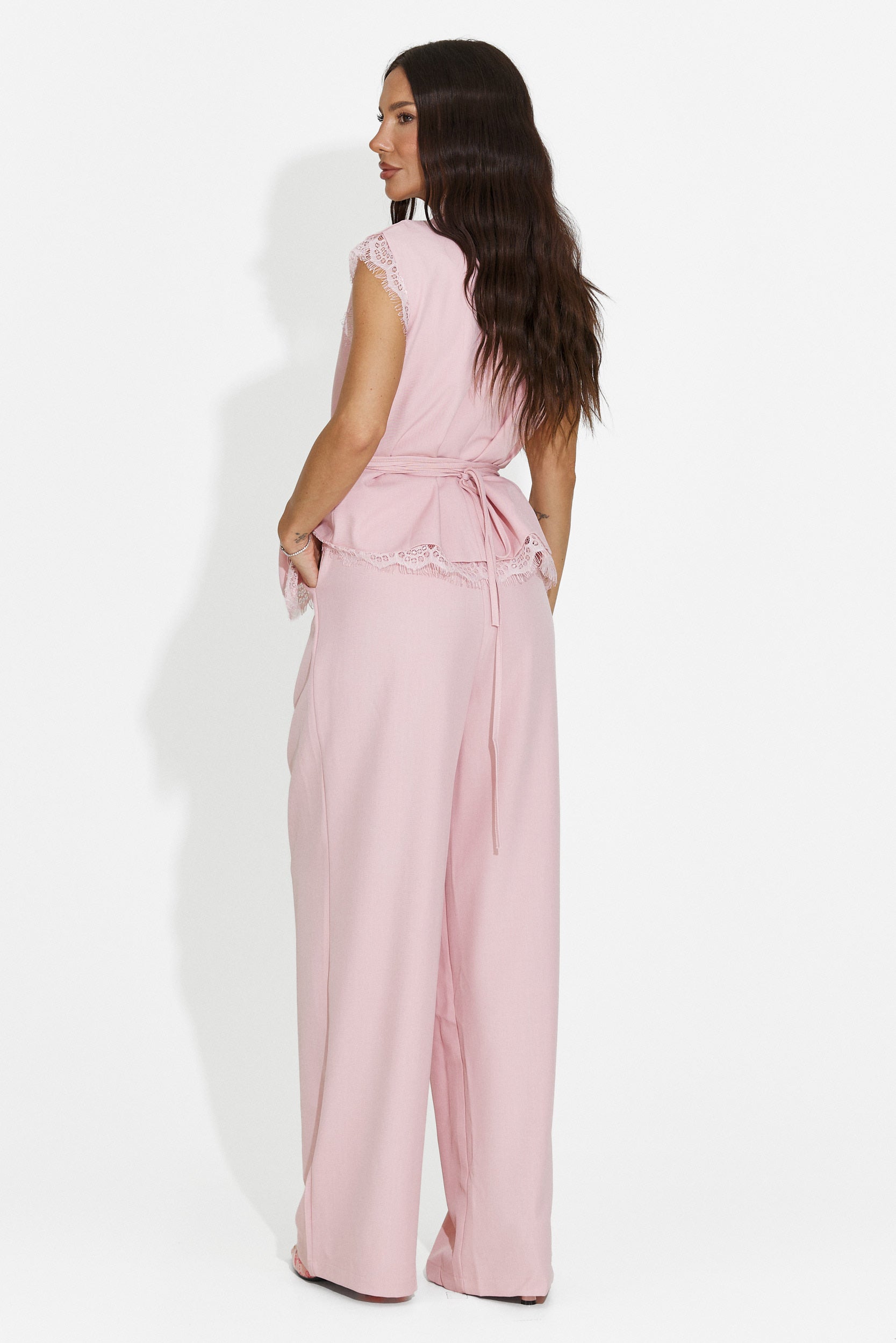 Compleu dama vesta + pantaloni roz Felania Bogas
