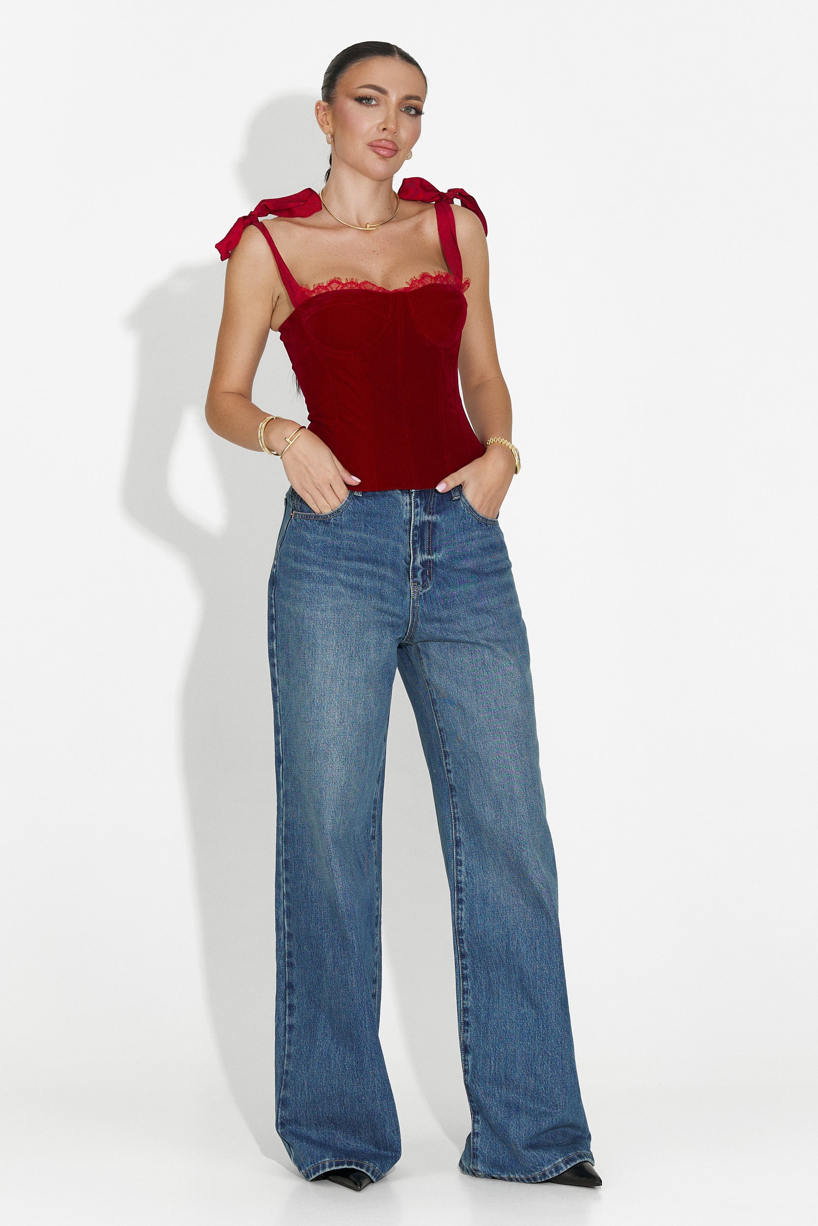 Corset dama elegant rosu Dianela Bogas