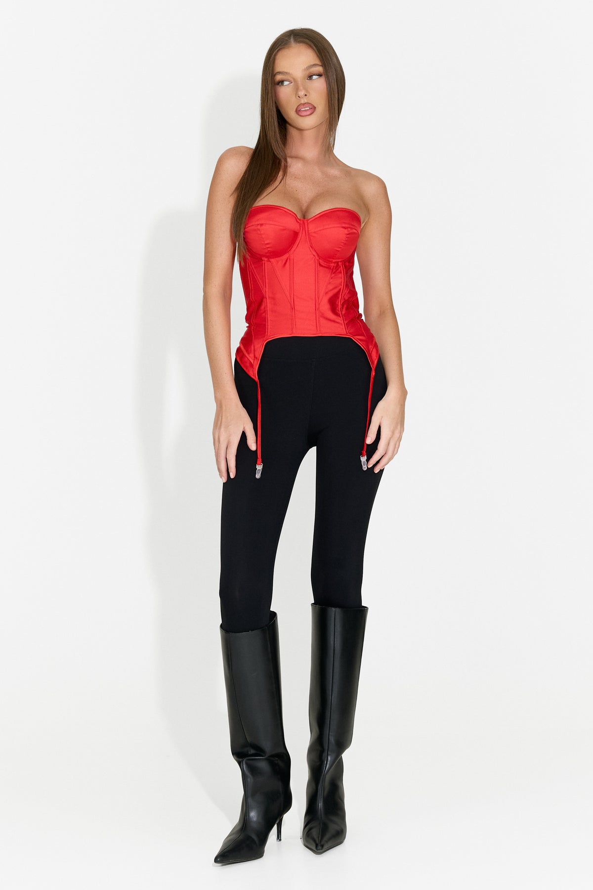Corset dama elegant rosu Storas Bogas