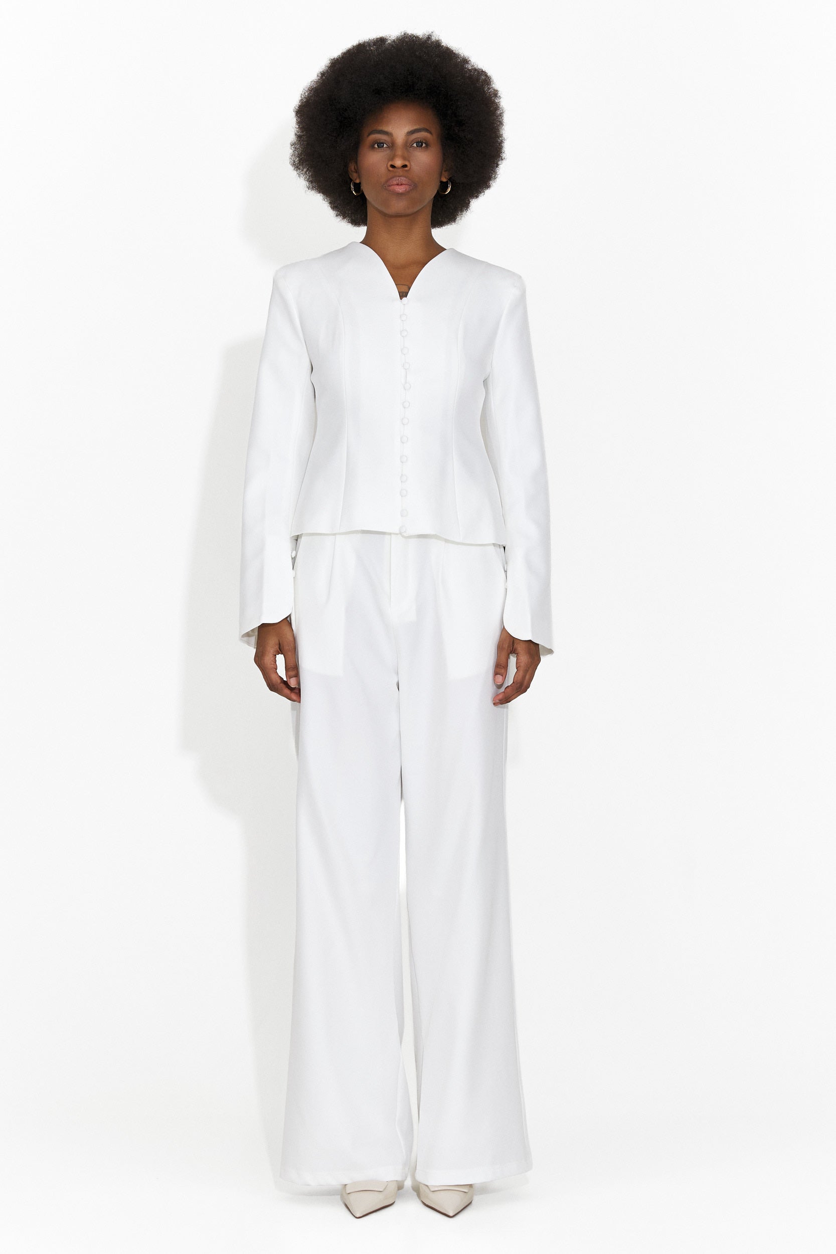 Costum cu pantaloni elegant alb Jayne Bogas