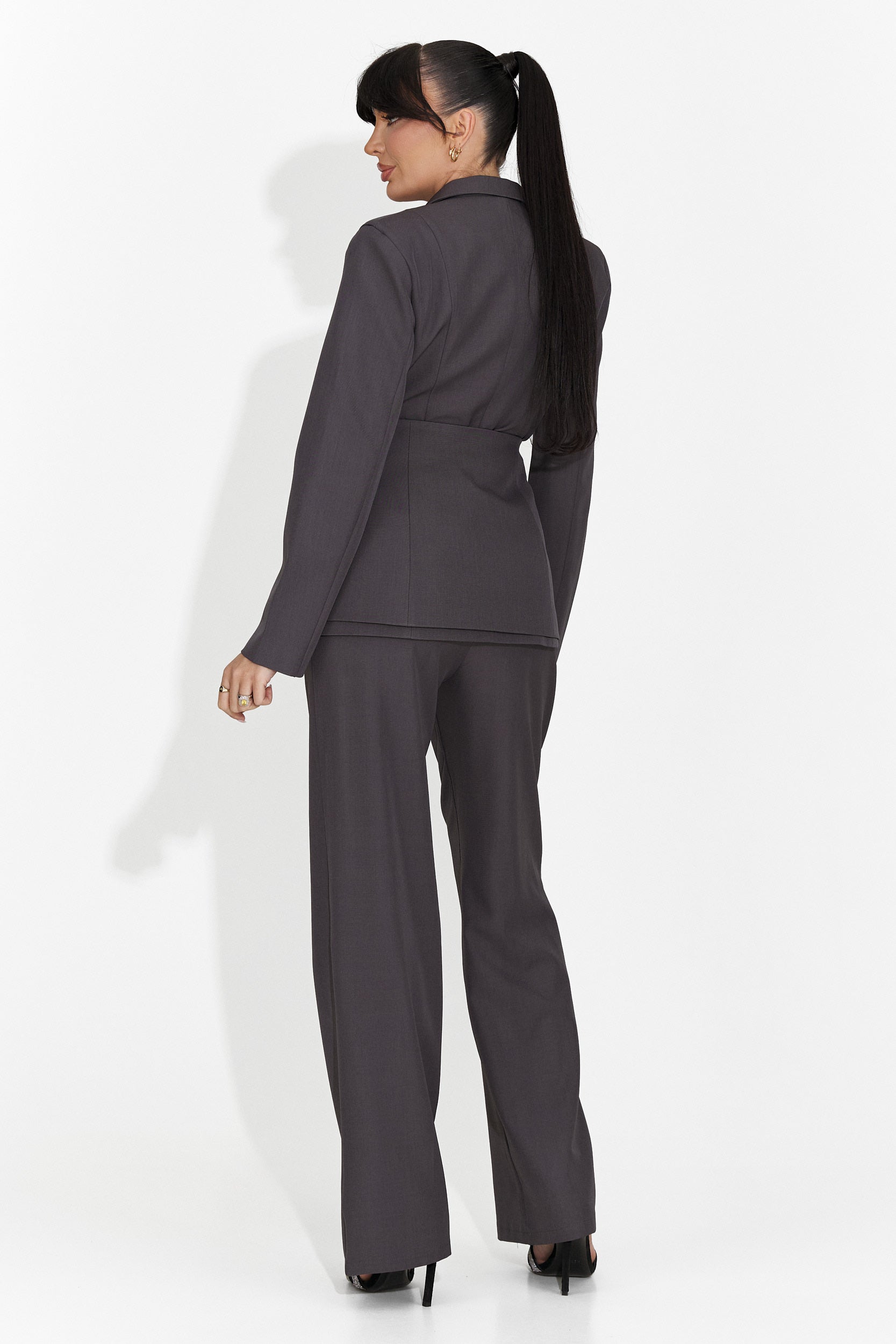 Costum dama 3 piese sacou + corset + pantaloni gri Glimena Boga