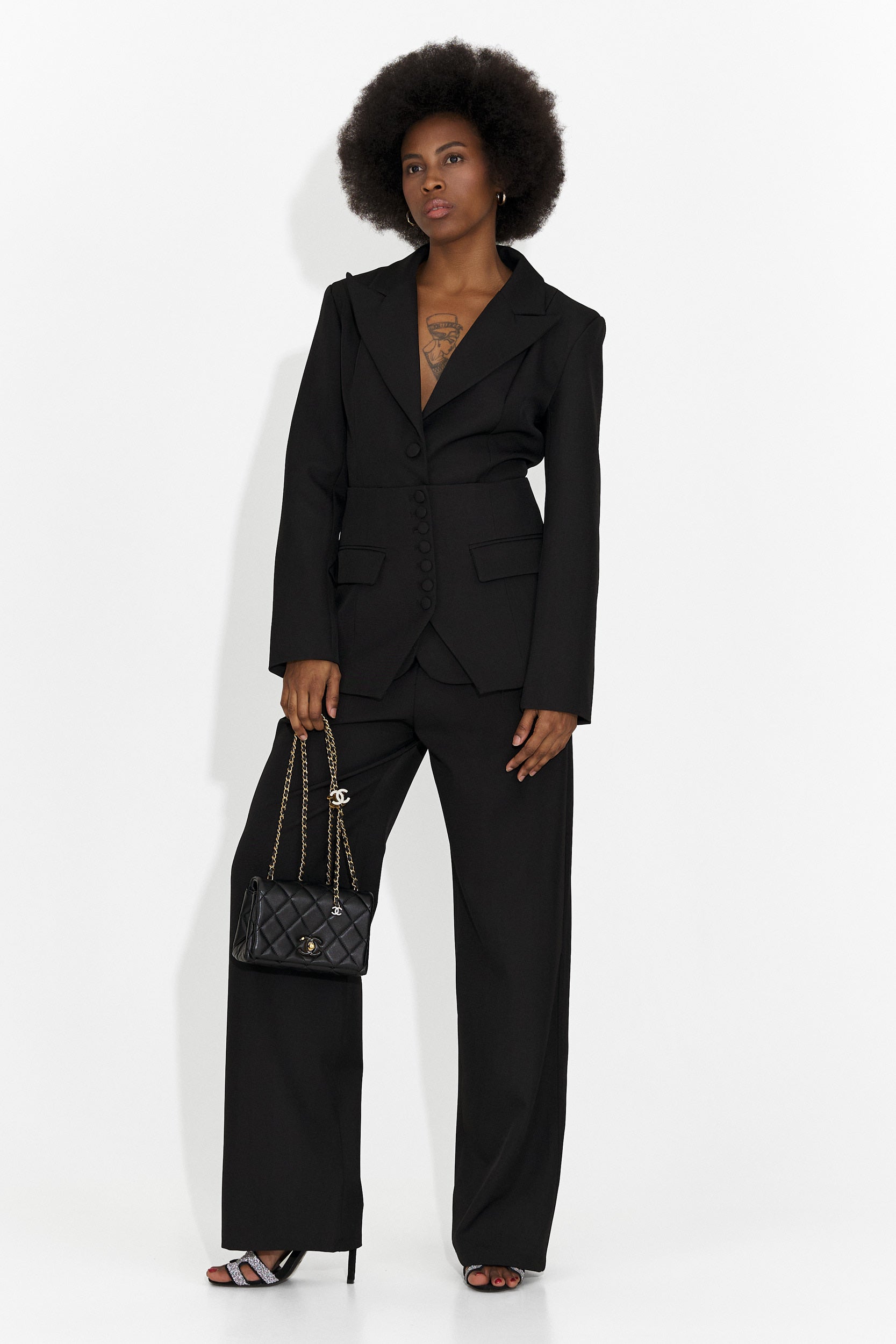 Costum dama 3 piese sacou + corset + pantaloni negru Glimena Bogas