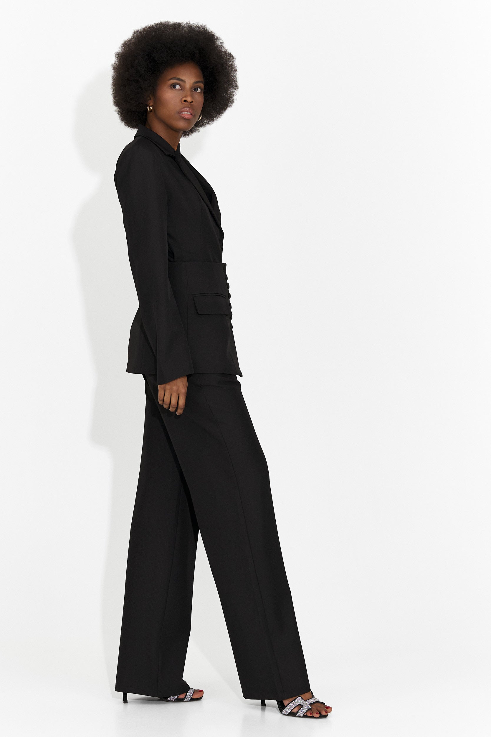 Costum dama 3 piese sacou + corset + pantaloni negru Glimena Bo