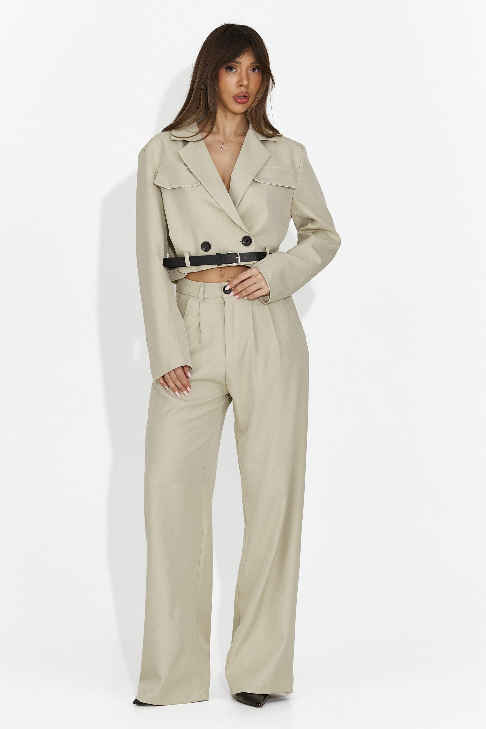 Costum dama elegant bej Esmara Bogas