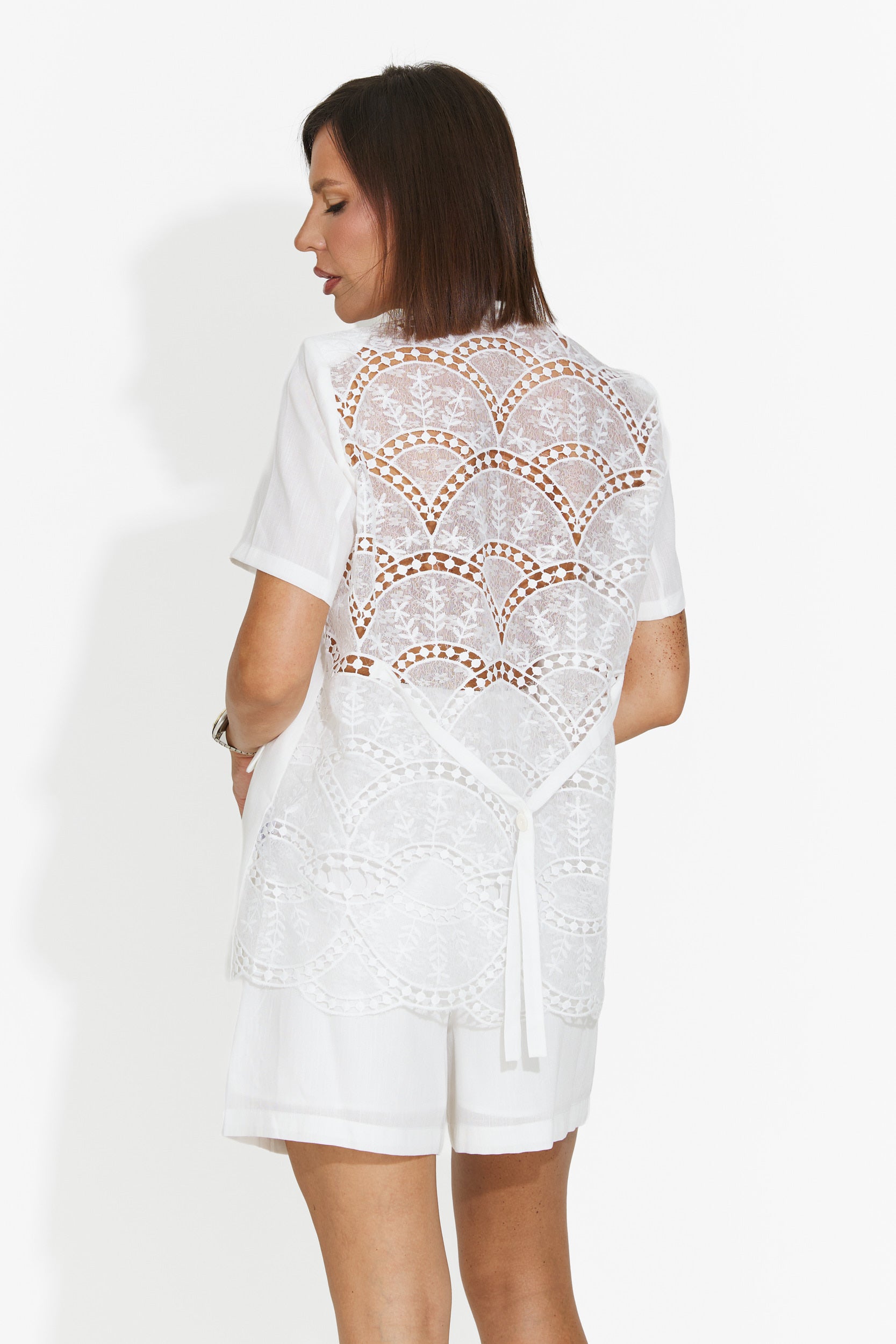 Costum dama sacou + pantaloni alb Liriena Bogas