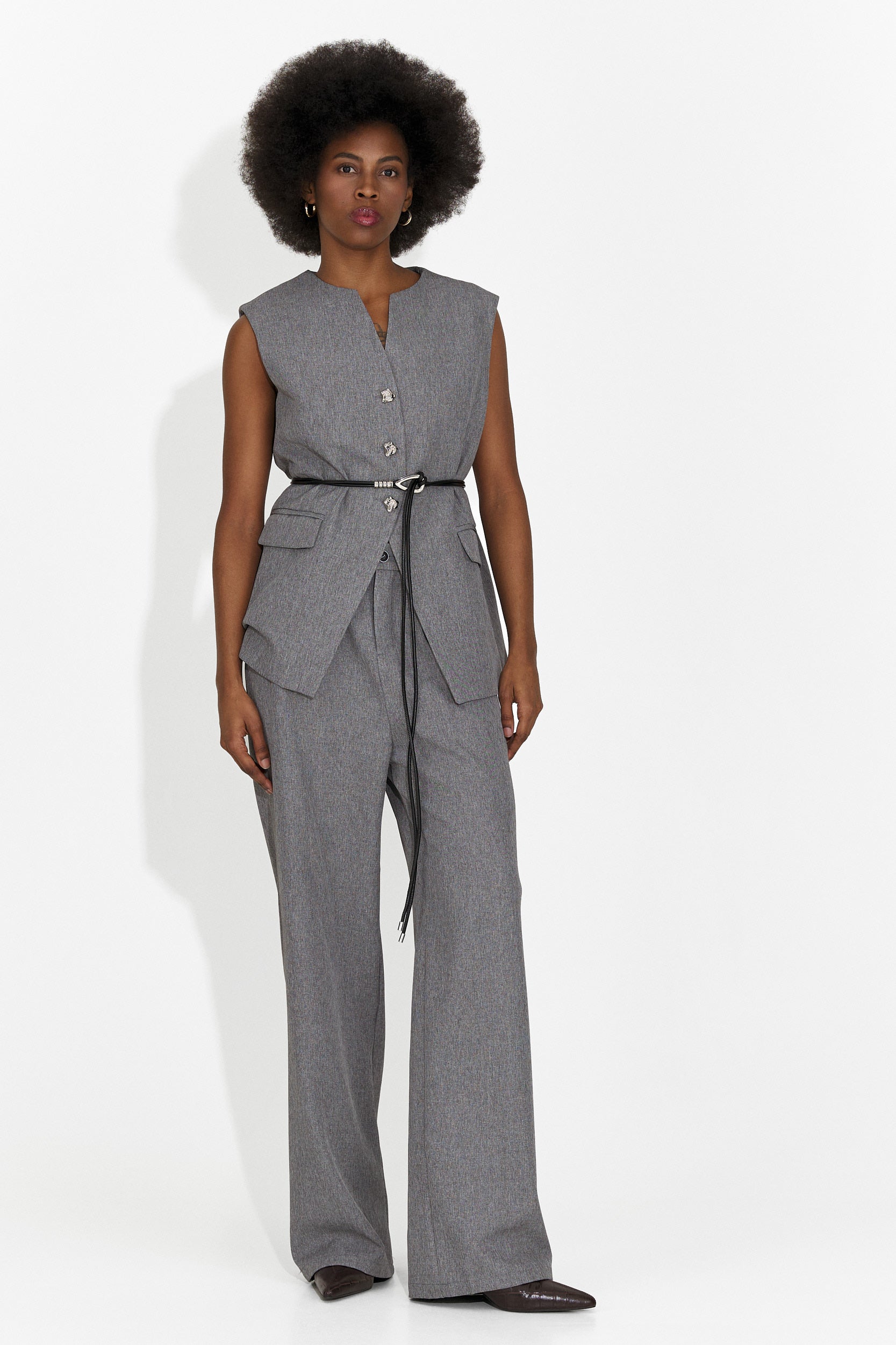 Costum dama vesta + pantaloni gri Avilma Bogas