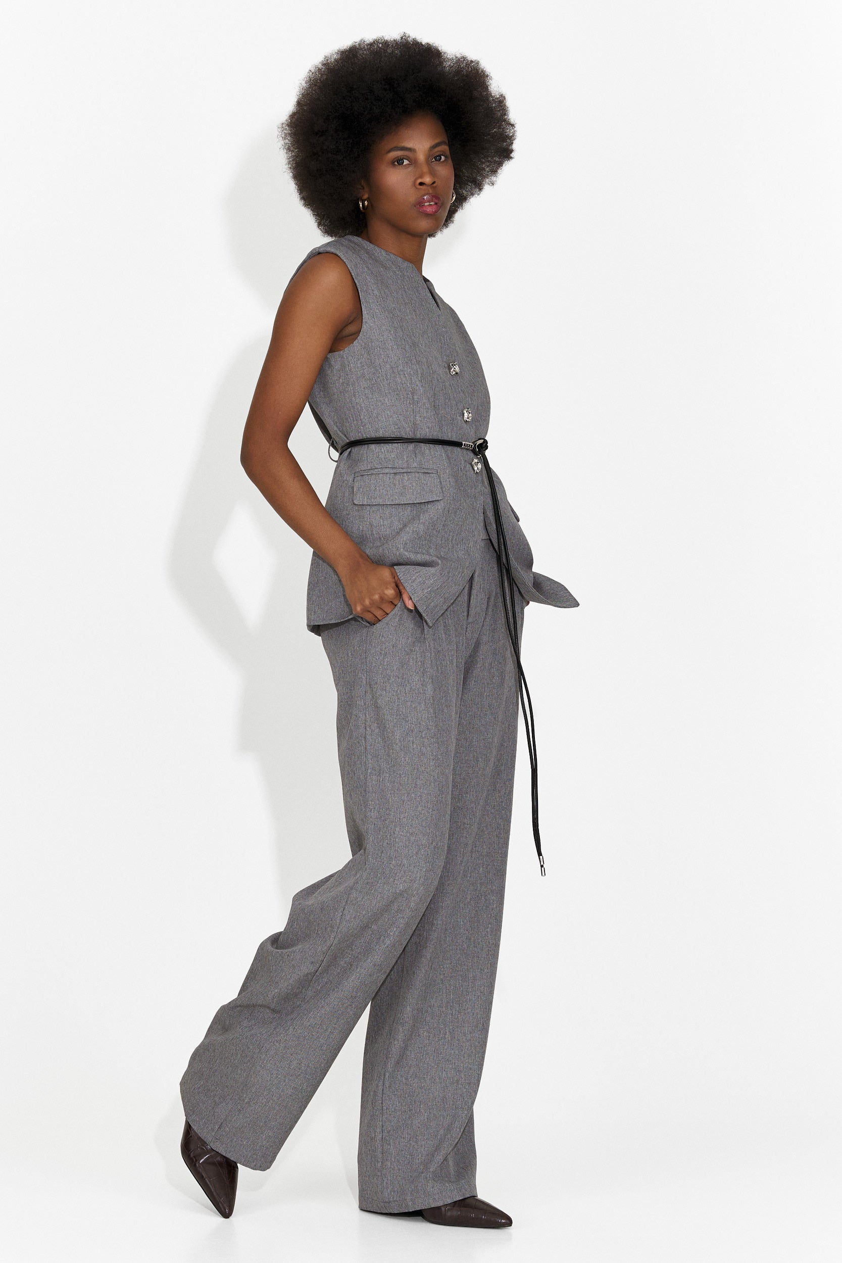 Costum dama vesta + pantaloni gri Avilma Bogas