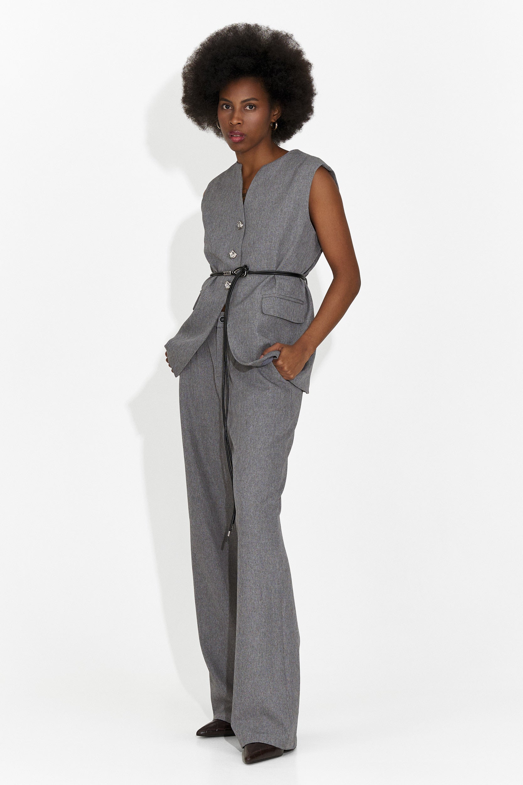 Costum dama vesta + pantaloni gri Avilma Bogas