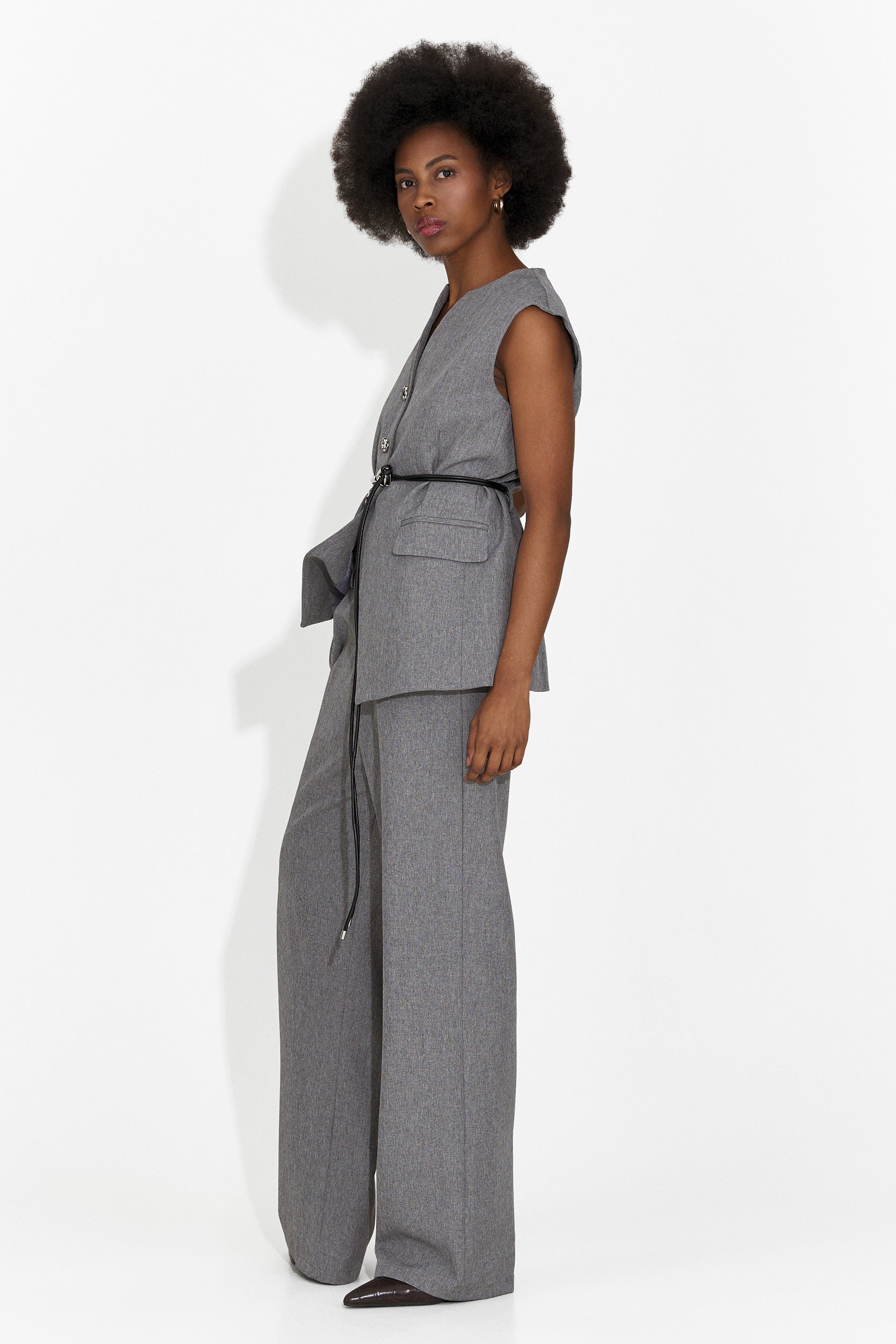 Costum dama vesta + pantaloni gri Avilma Bogas