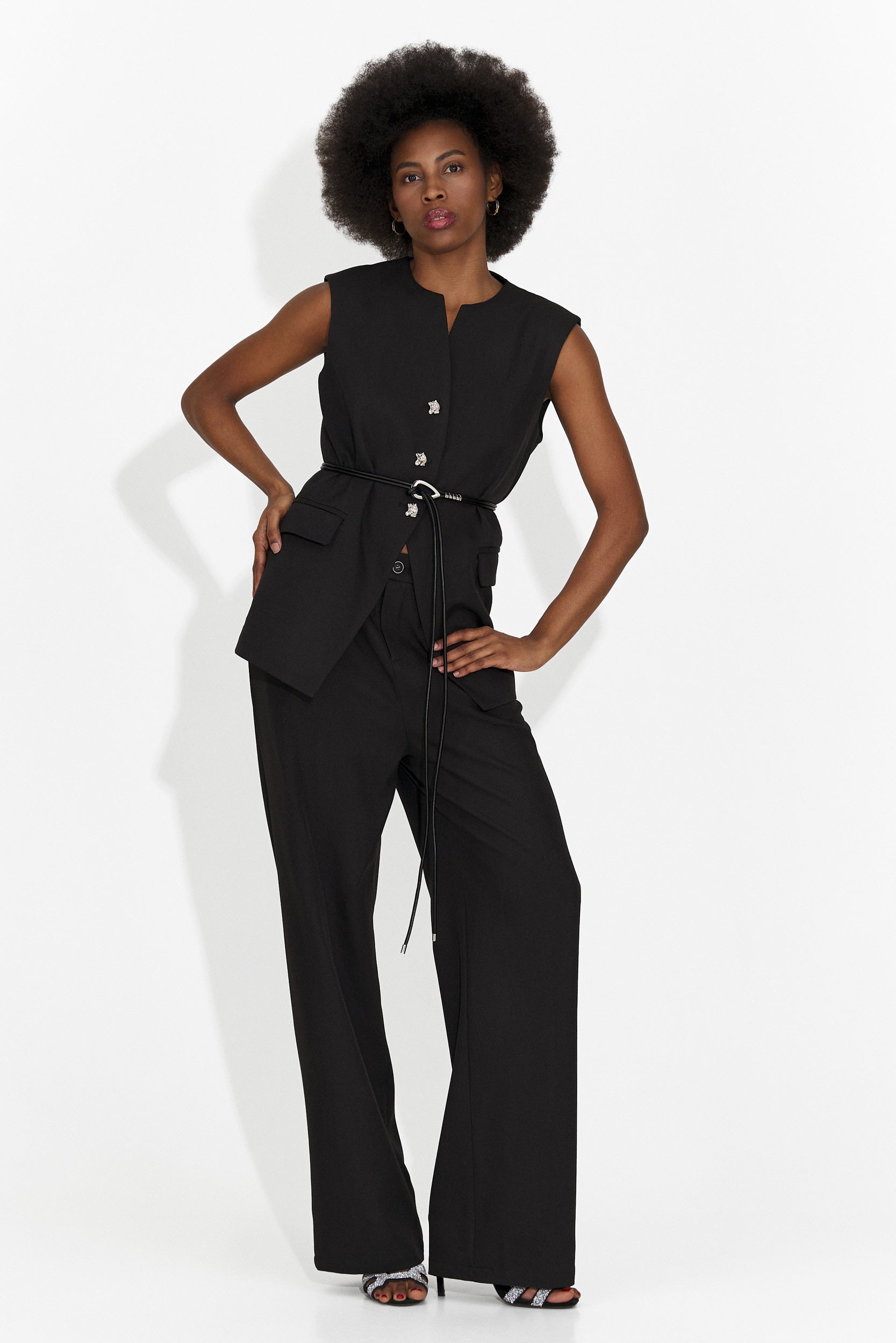 Costum dama vesta + pantaloni negru Avilma Bogas