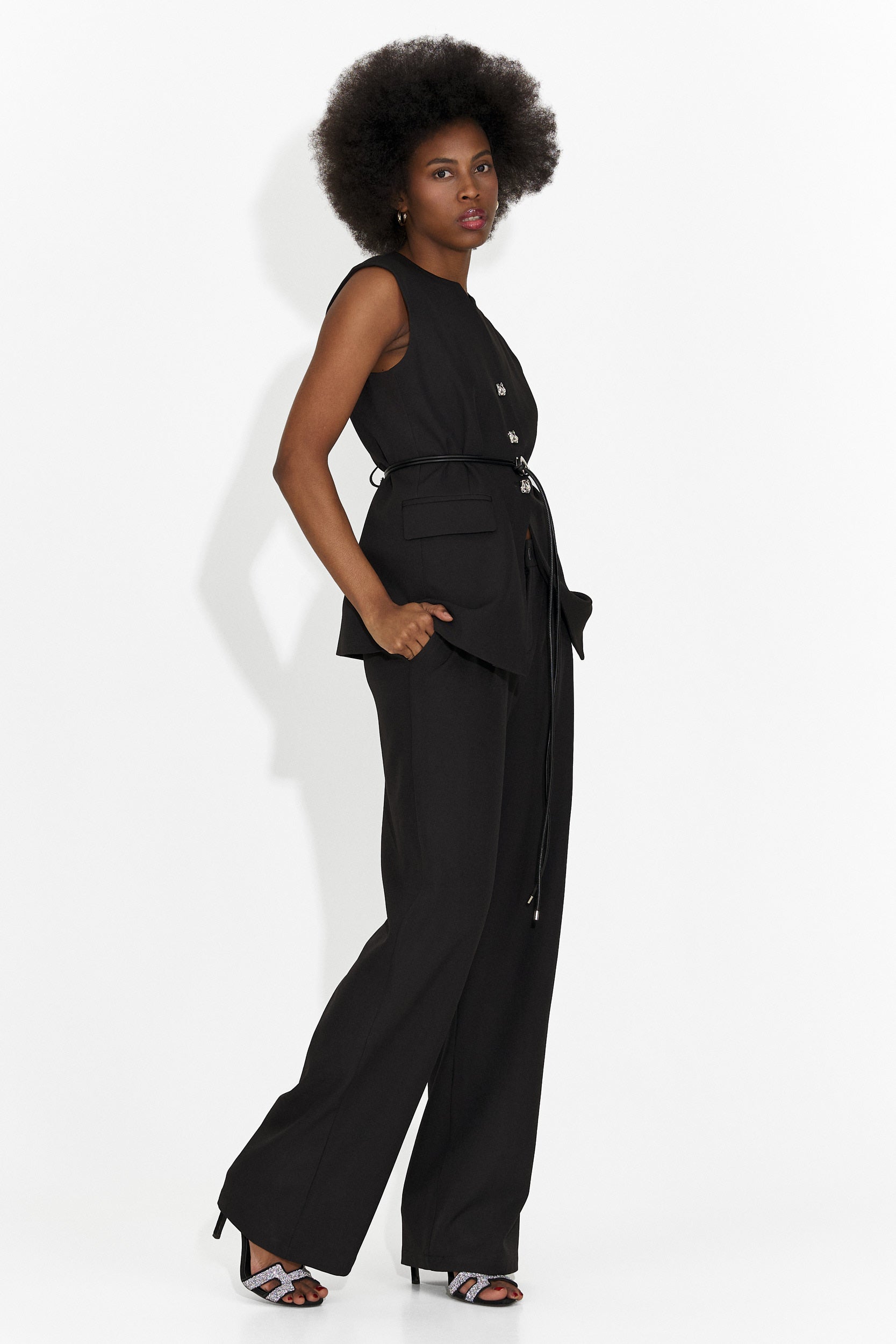 Costum dama vesta + pantaloni negru Avilma Bogas